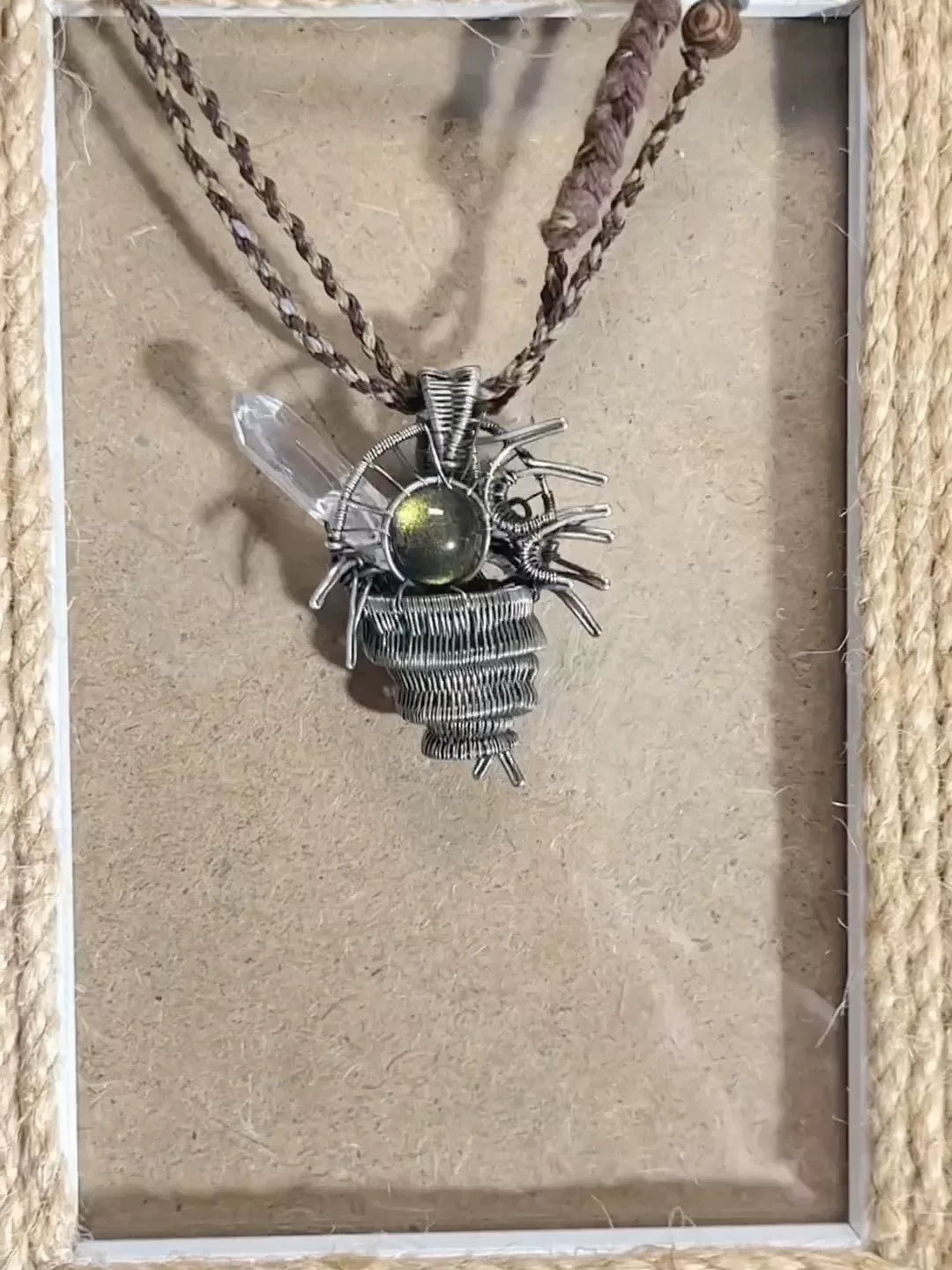 Copper Wire Wrapped Nautilus Pendant Necklace
