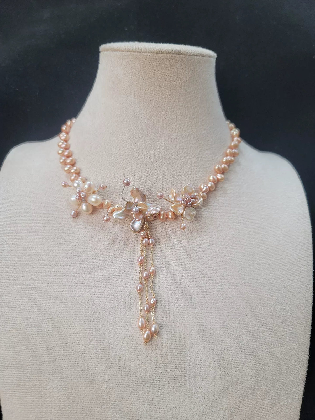 Zonsondergang Roze-Gouden Zoetwaterparel Ketting