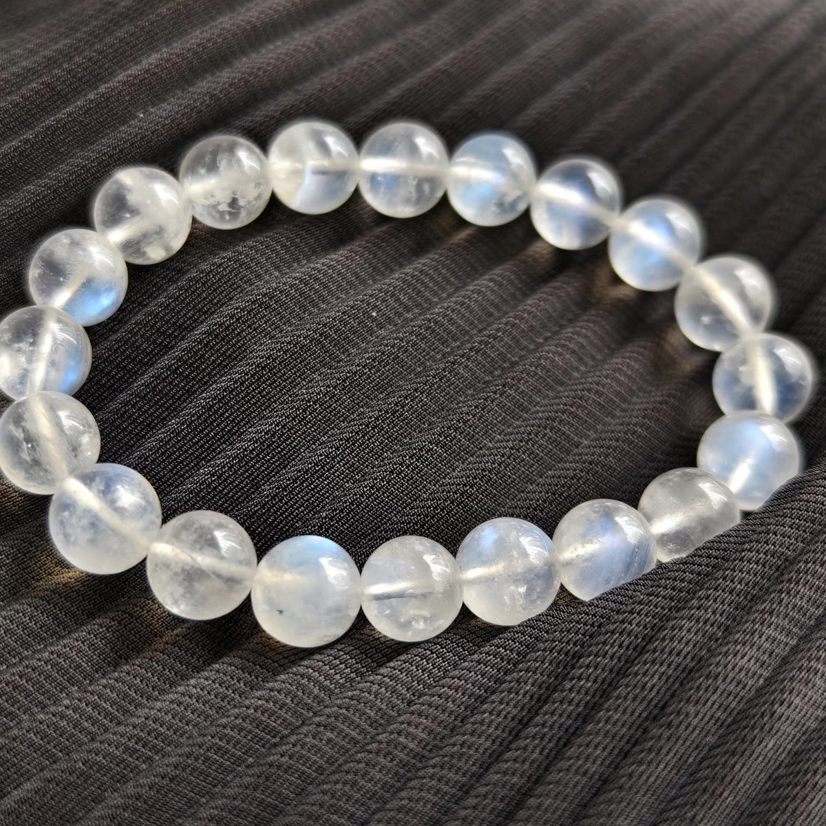 Blue Moonstone Beaded Bracelet 9.8mm