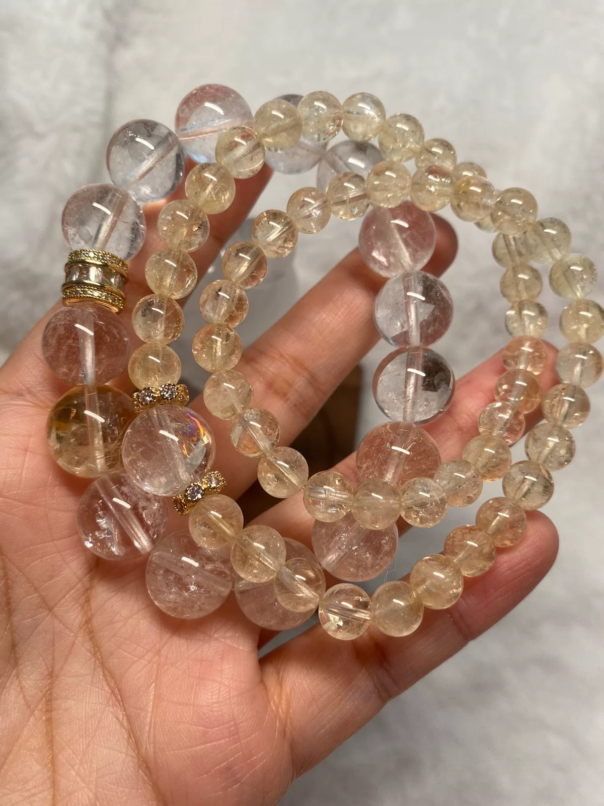 Conjunto de Pulseiras de Cristal Natural com Citrino