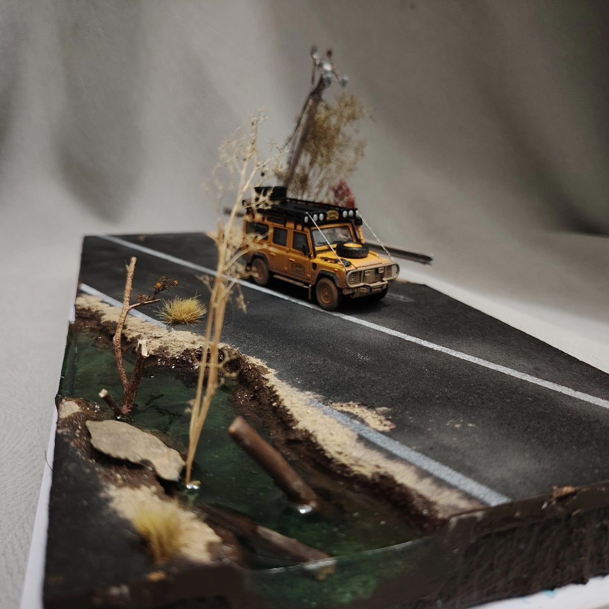 1:64 Diorama-Basis: Postapokalyptische Straßenszene