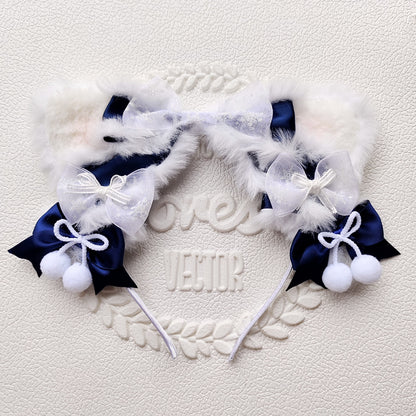 Plush Snowflake Cat Ear Headband Lolita Hair Accessory