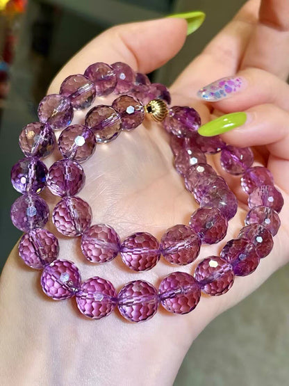Amethyst Faceted Bead Necklace 10mm 40cm