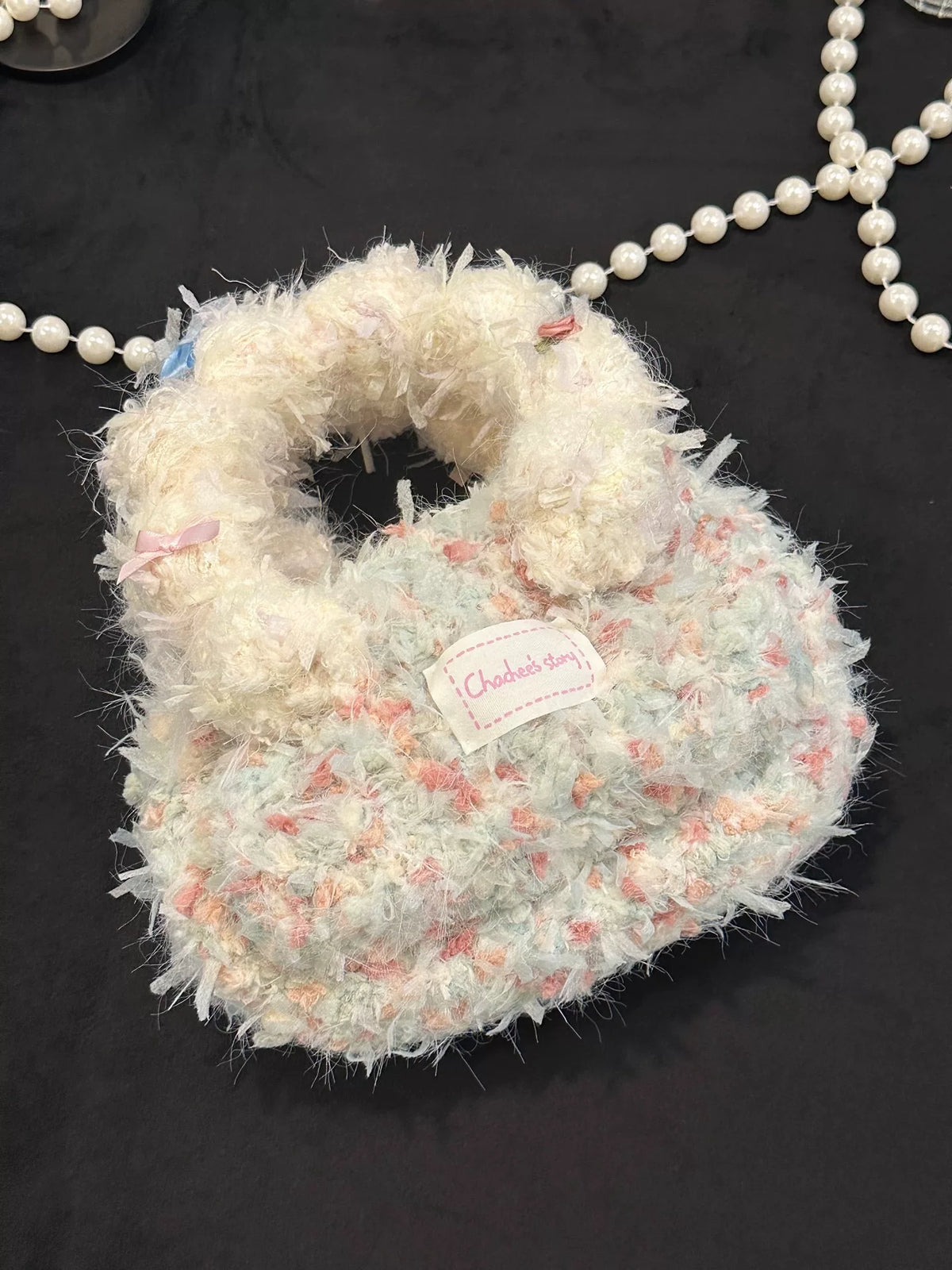Bolso de ganchillo en forma de concha de hilo mixto