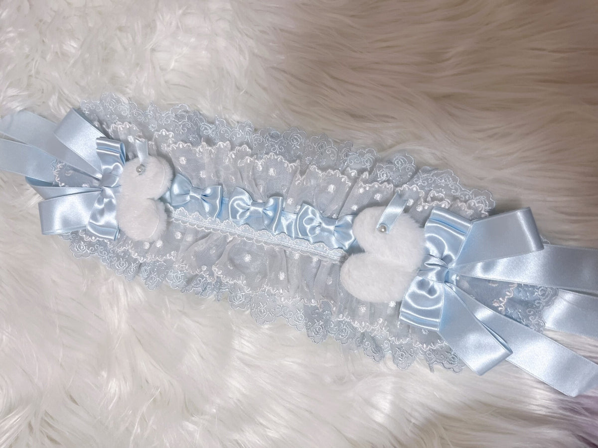 Baby Blue Lolita Bonnet with Heart Appliques