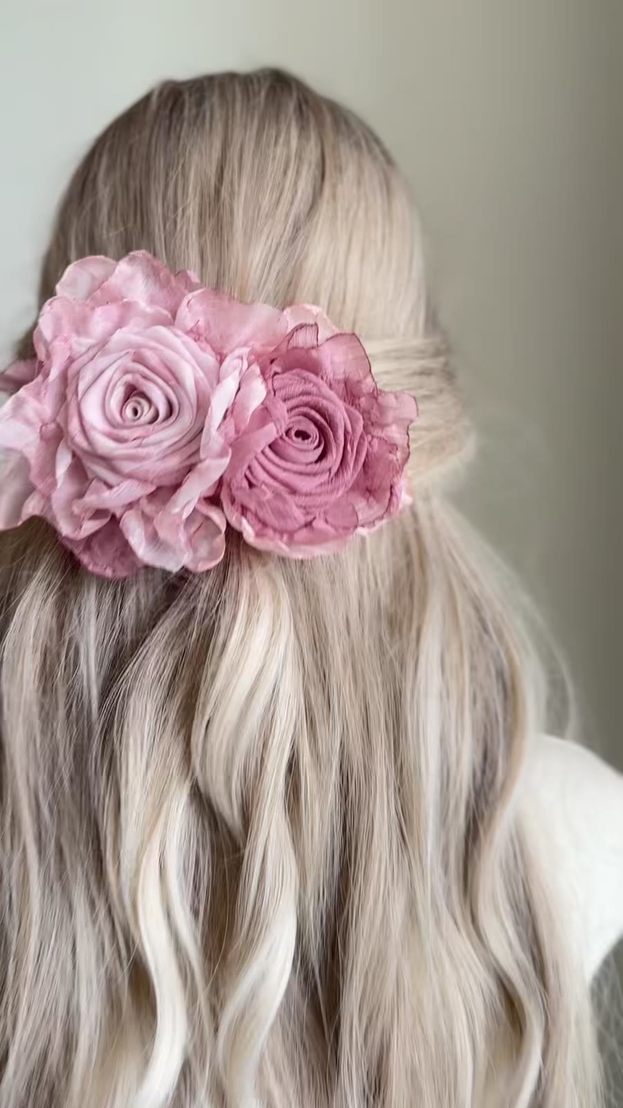 Spring Clip Pink Fabric Rose Hair Accessory