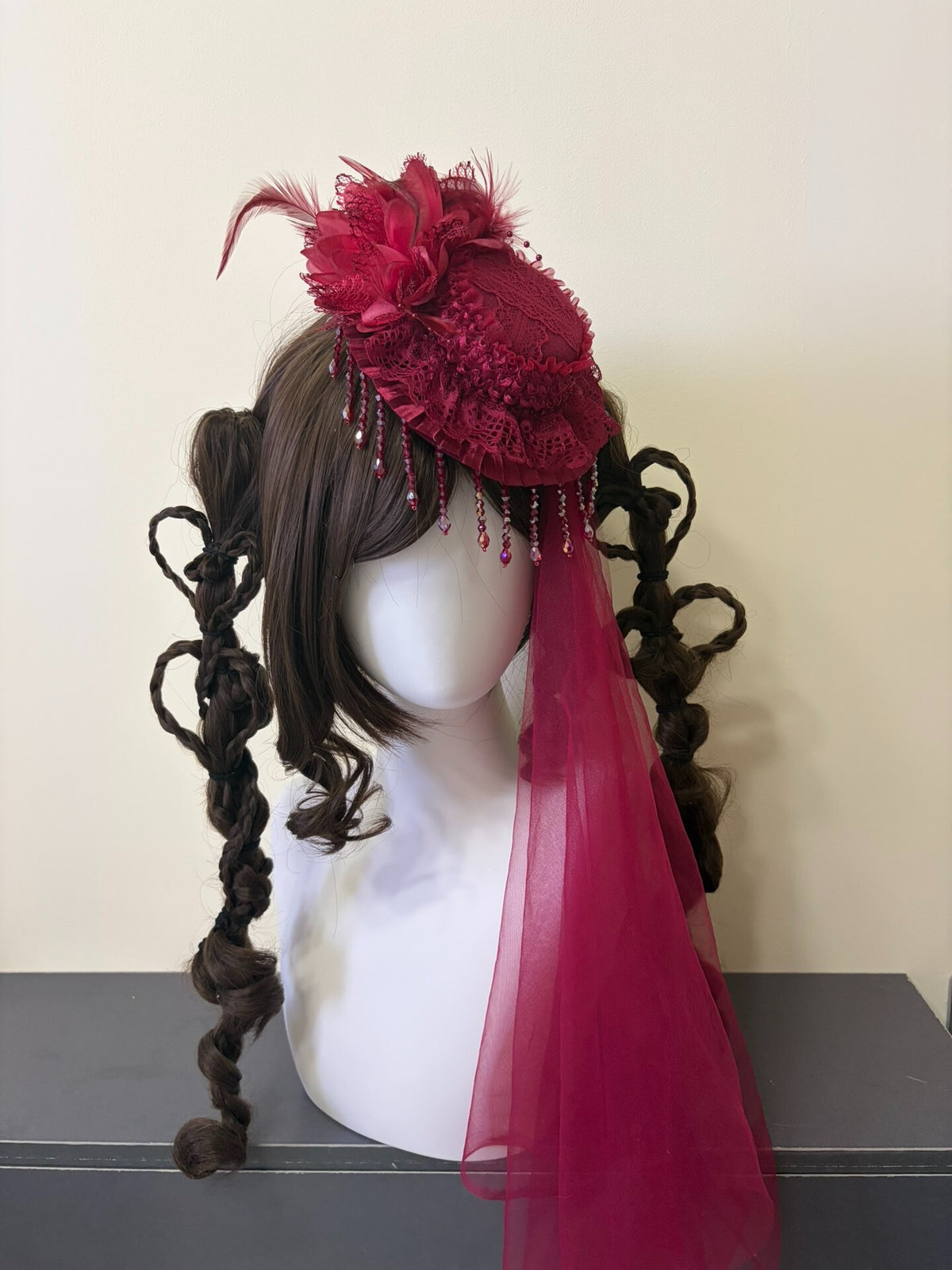 Wine Red Gothic Lolita Fascinator Hat