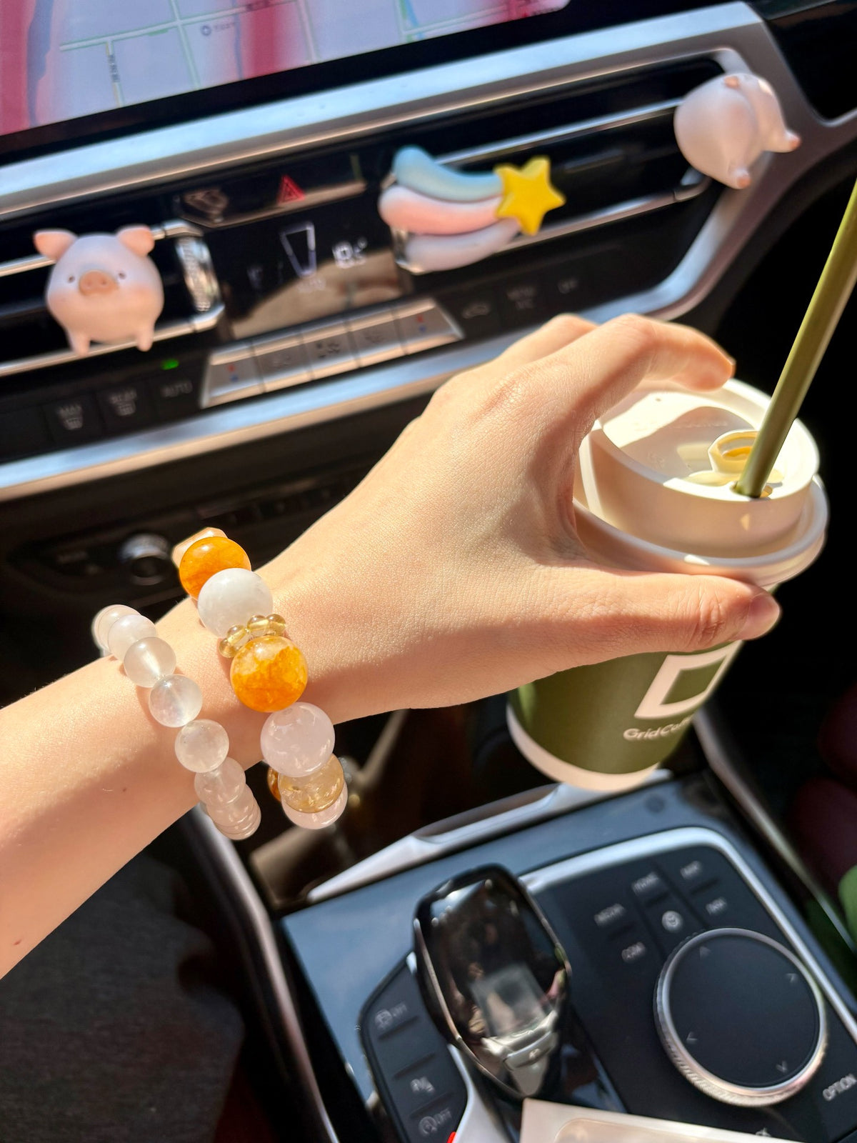 マルチストランド クォーツ ビーズブレスレット ゴールド