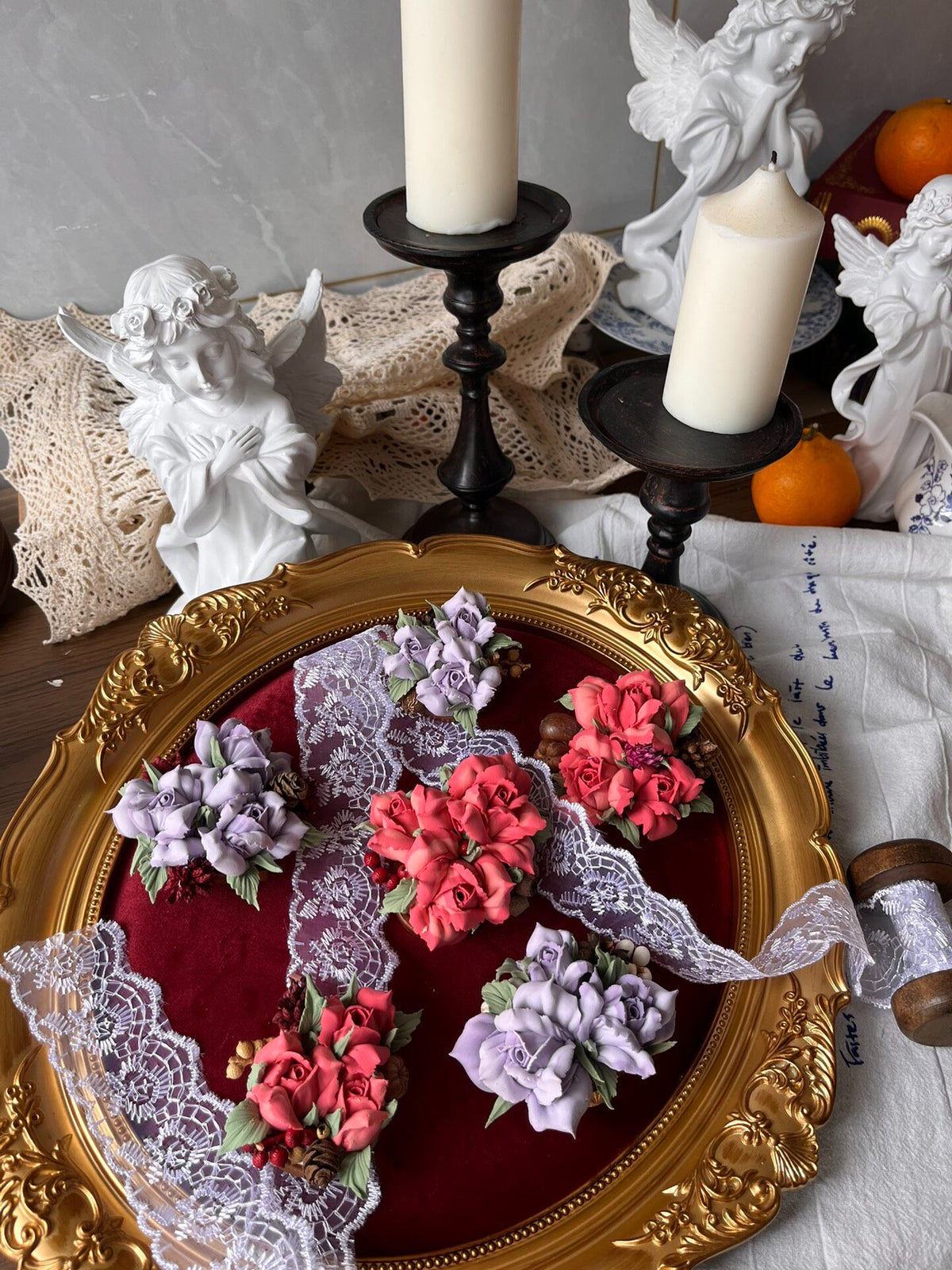 Handcrafted Clay Flower Brooch Vintage Style