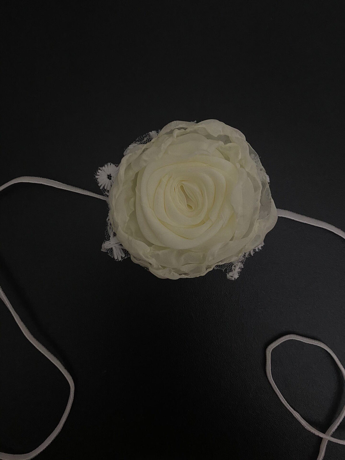 Handmade Ivory Rose Choker Velvet Ribbon