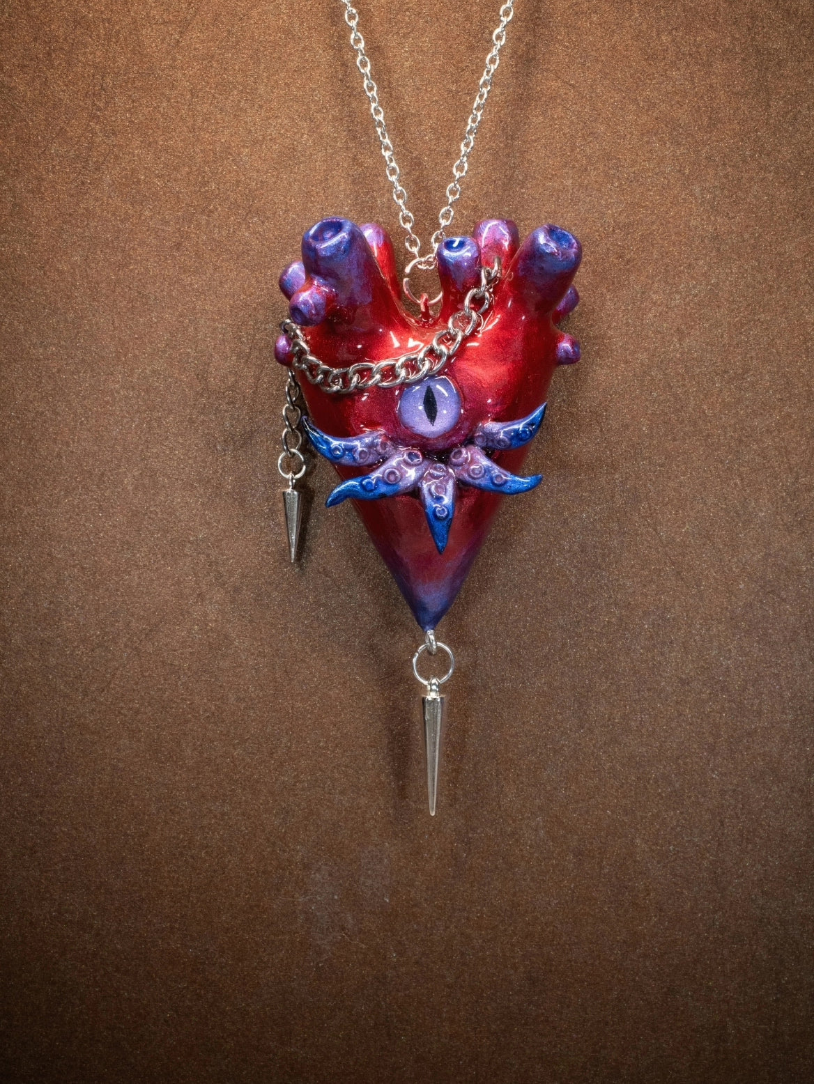 Gothic Heart Tentacle Pendant Necklace