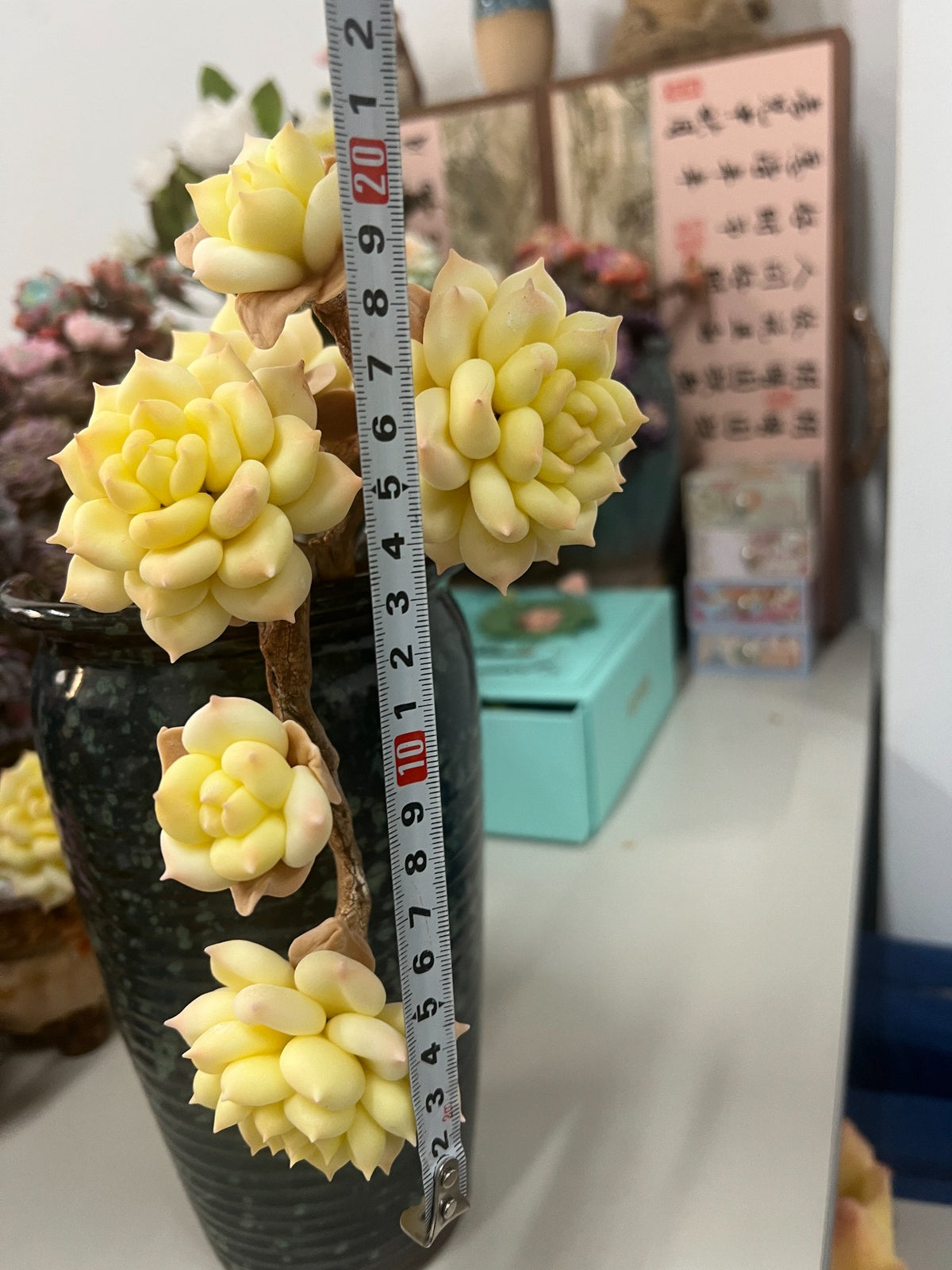 ハンドメイド レジン粘土の垂れ下多肉植物フィギュア