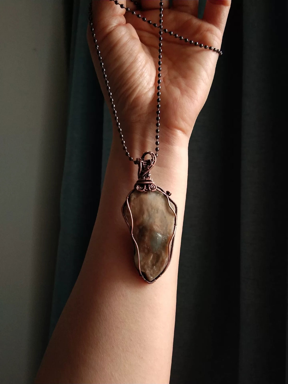 Alashan Colorful Jade Wire Wrapped Pendant