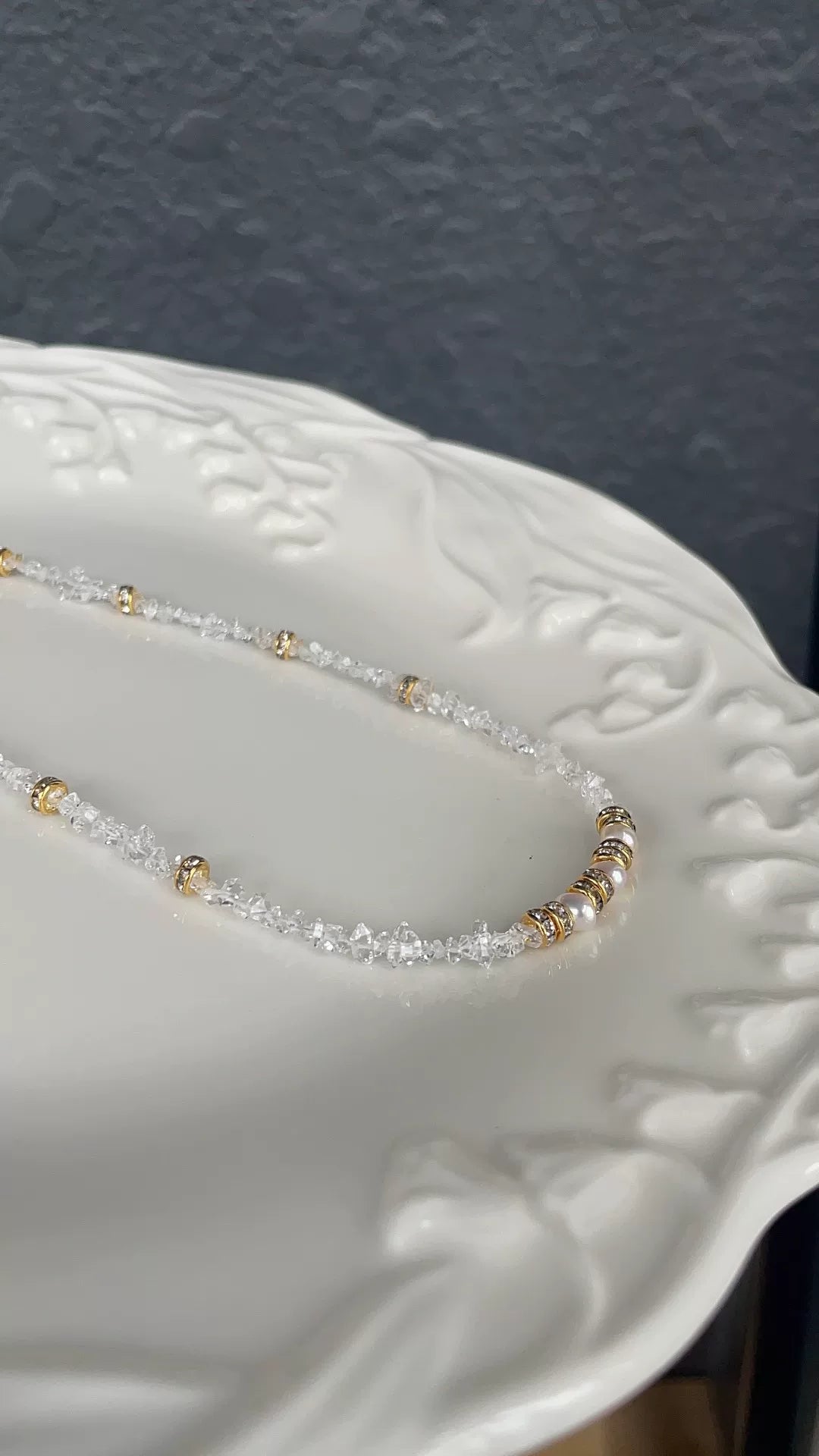 3mm Crystal Pearl Beaded Collarbone Necklace