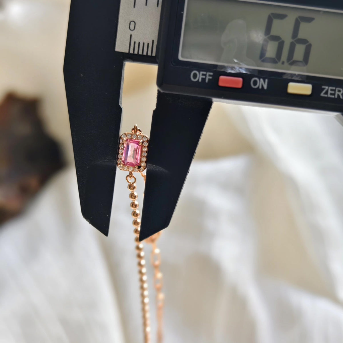 Tourmaline Heart Pendant Rose Gold Bracelet