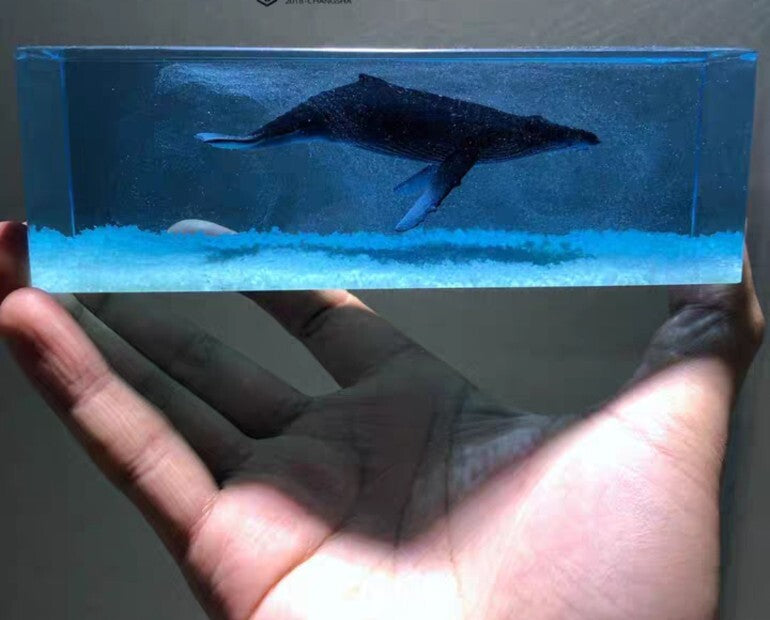 Humpback Whale Ocean Epoxy Resin Decorative Block