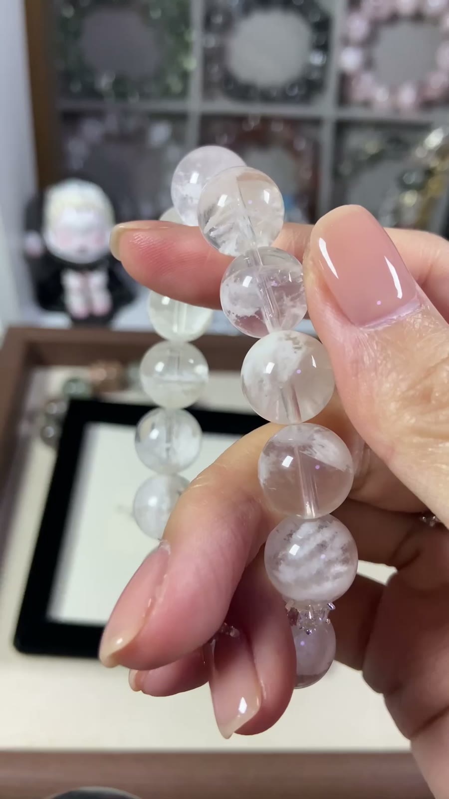 Natural White Phantom Quartz Beaded Bracelet