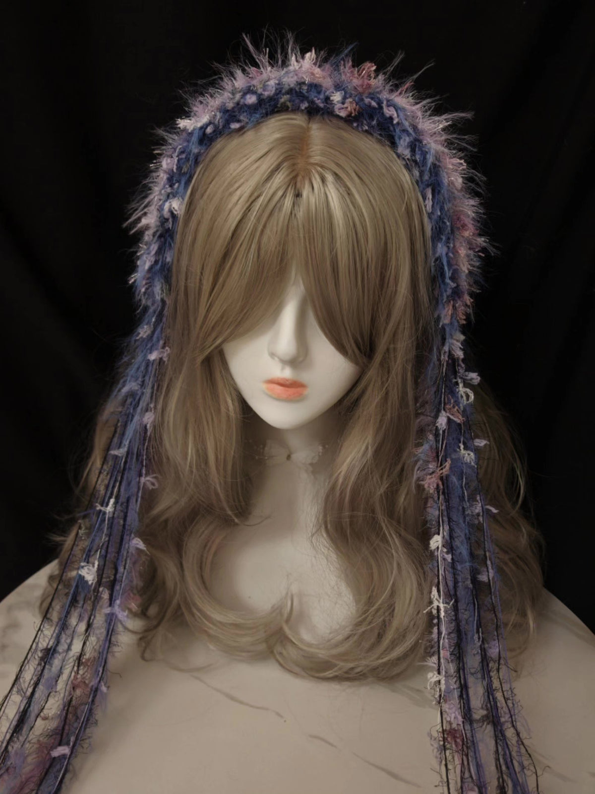 Fuzzy Yarn Headband with Shimmering Streamers