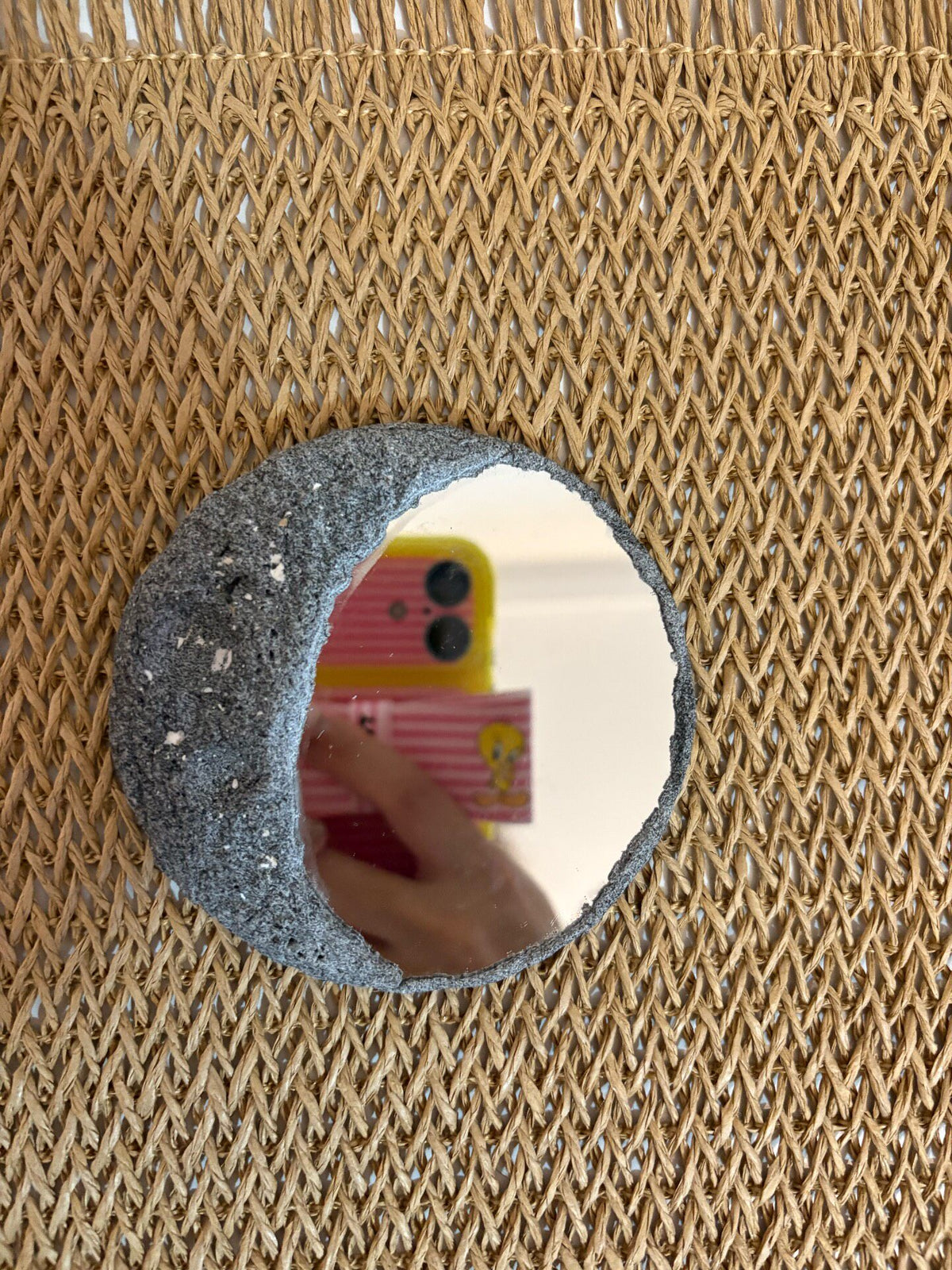 Miroir à main lune de croissant texturé