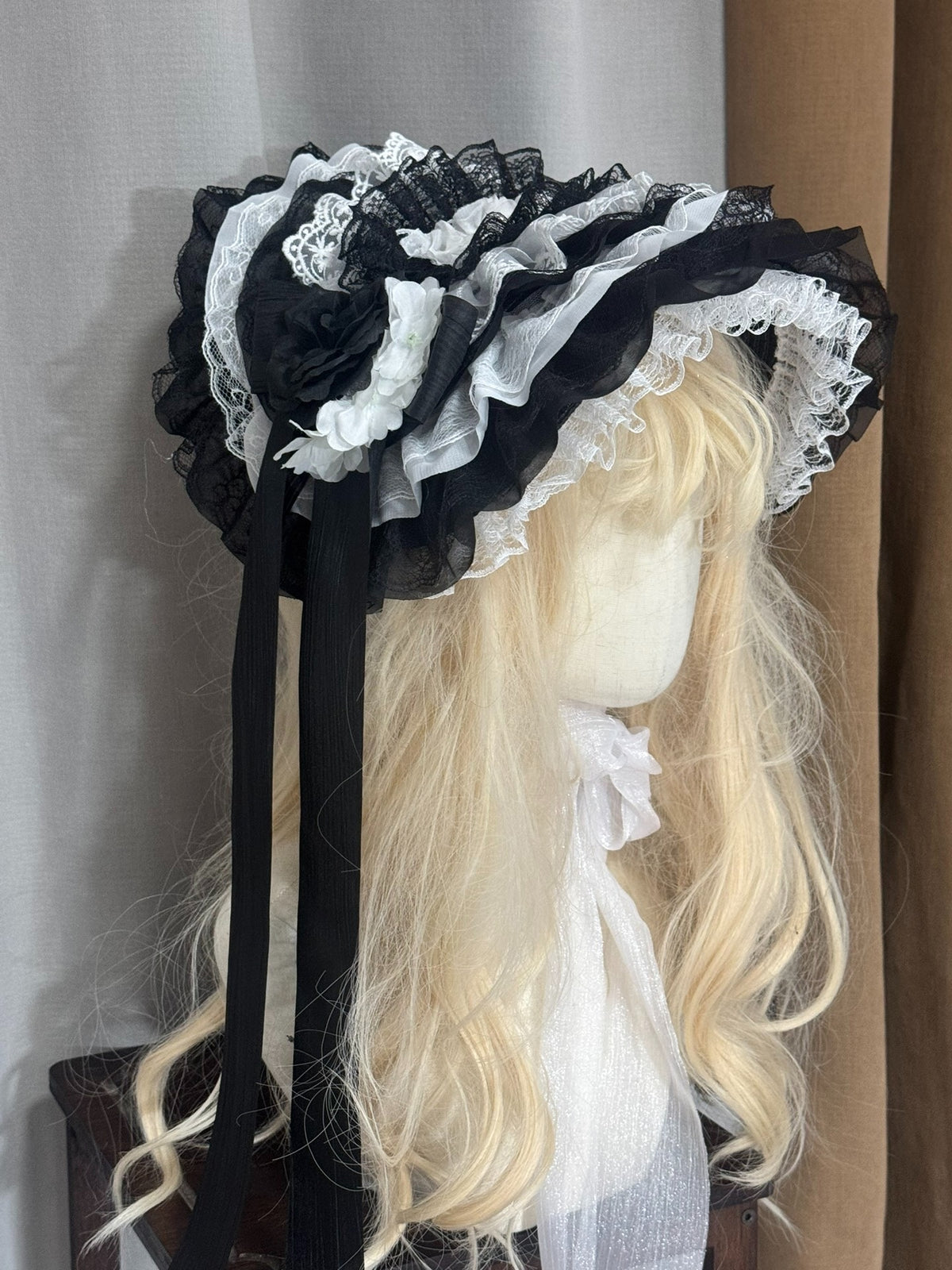 Handmade Gothic Lolita Lace Bonnet Headpiece