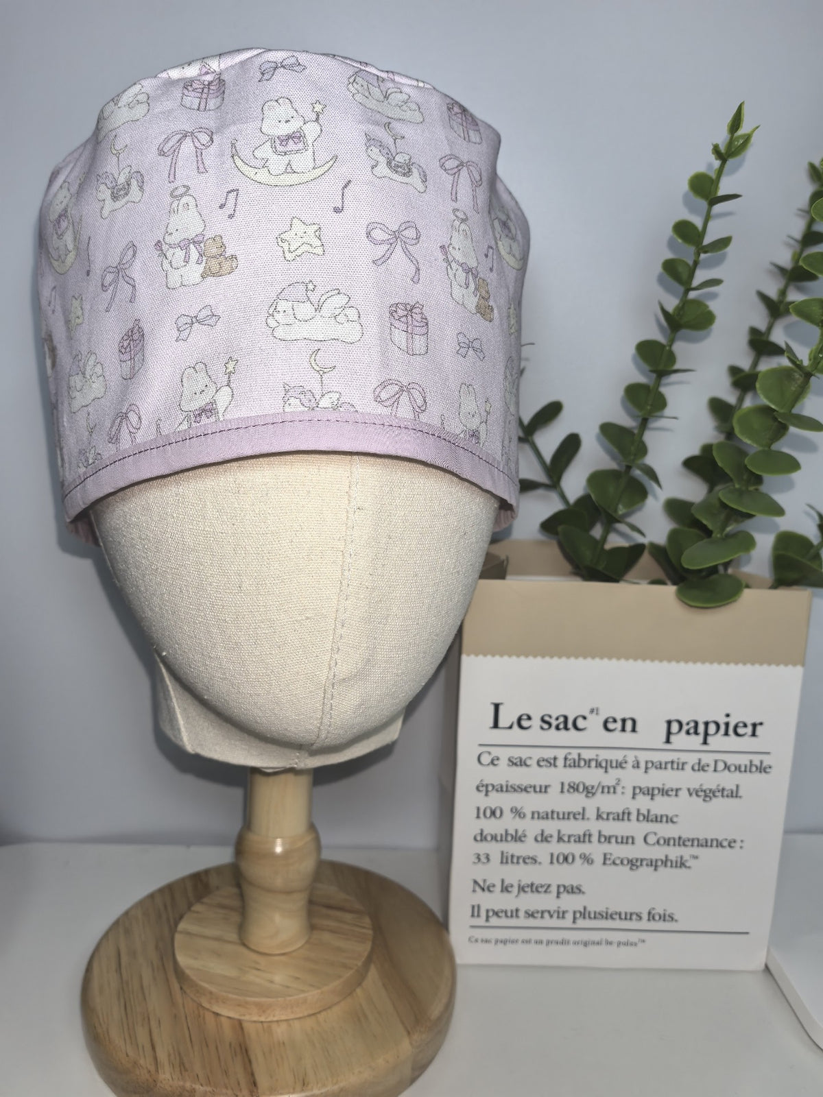 Pure Cotton Lavender Bouffant Cap