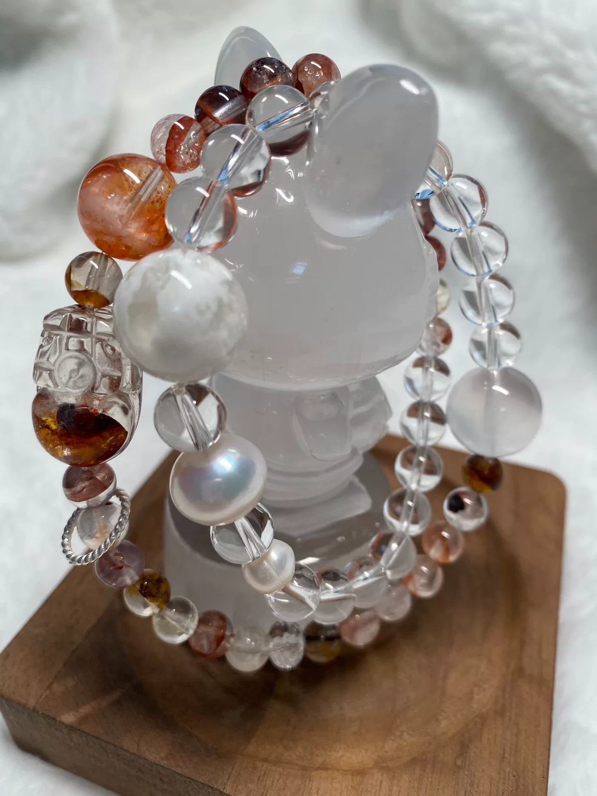Pulsera de cuentas de cristales y perlas