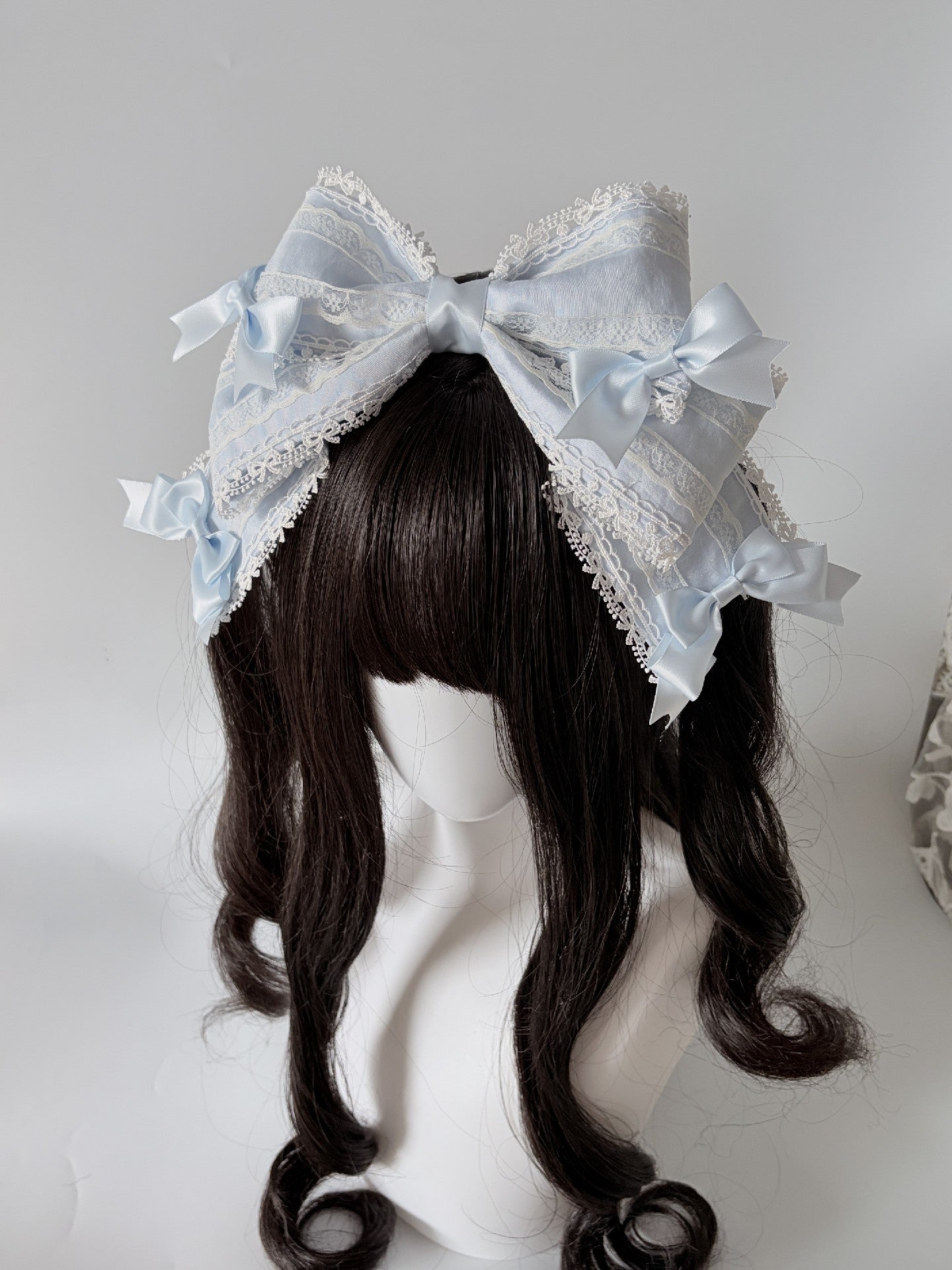 Pastel Blue Lolita Rabbit Ear Headband with Large Center Bow
