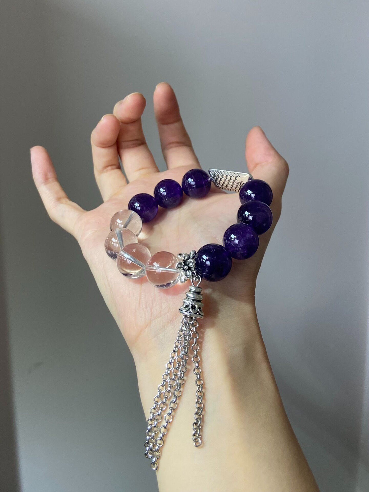 Amethyst Quartz Bracelet 14.5mm Beads