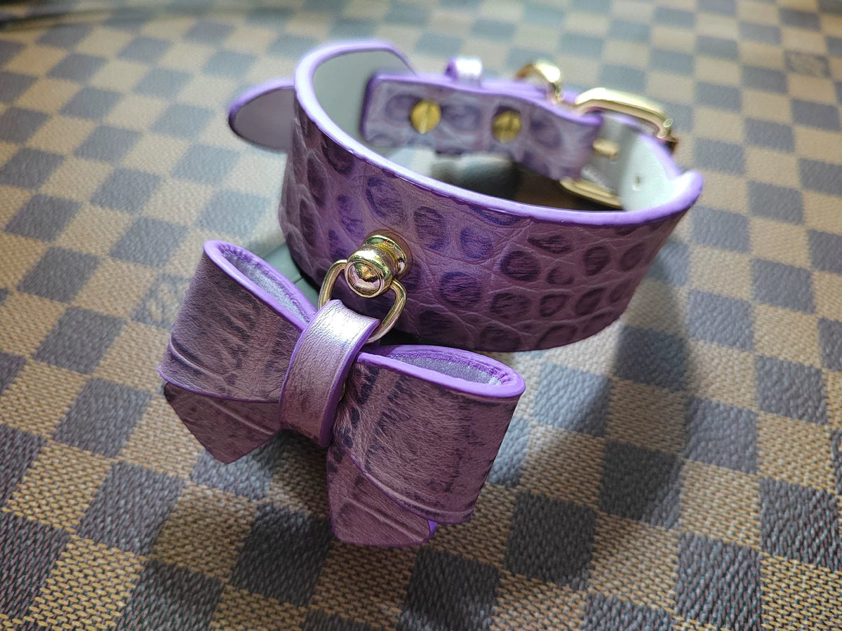 Purple Fish Scale Leather Pet Collar