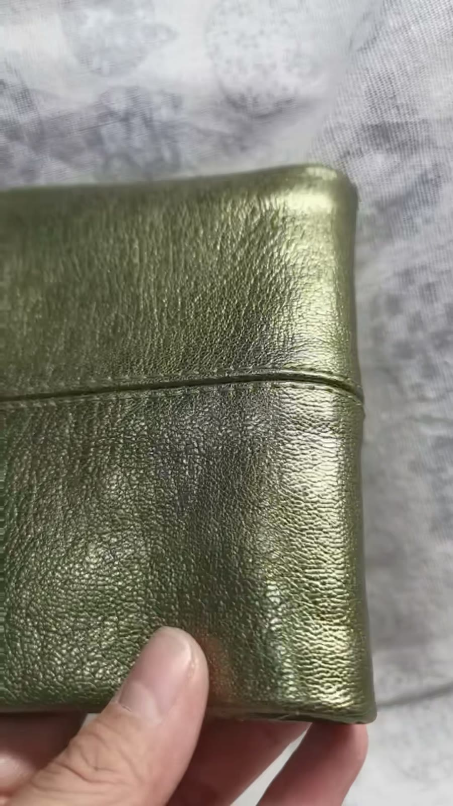 Moss Green Metallic Sheepskin A7 Journal Cover