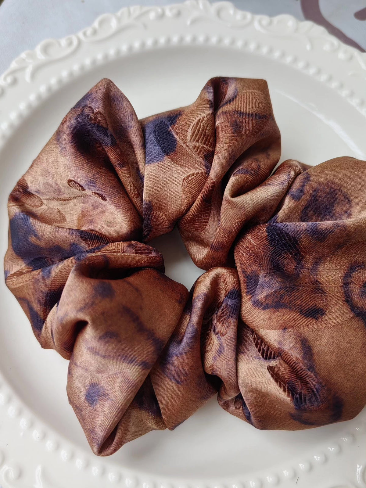 Handmade Leopard Print Scrunchie Soft Woven