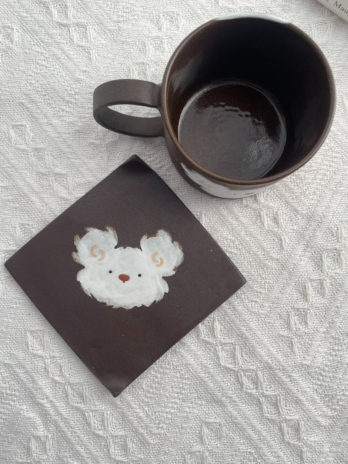 手描きクマ セラミック コーヒーマグ