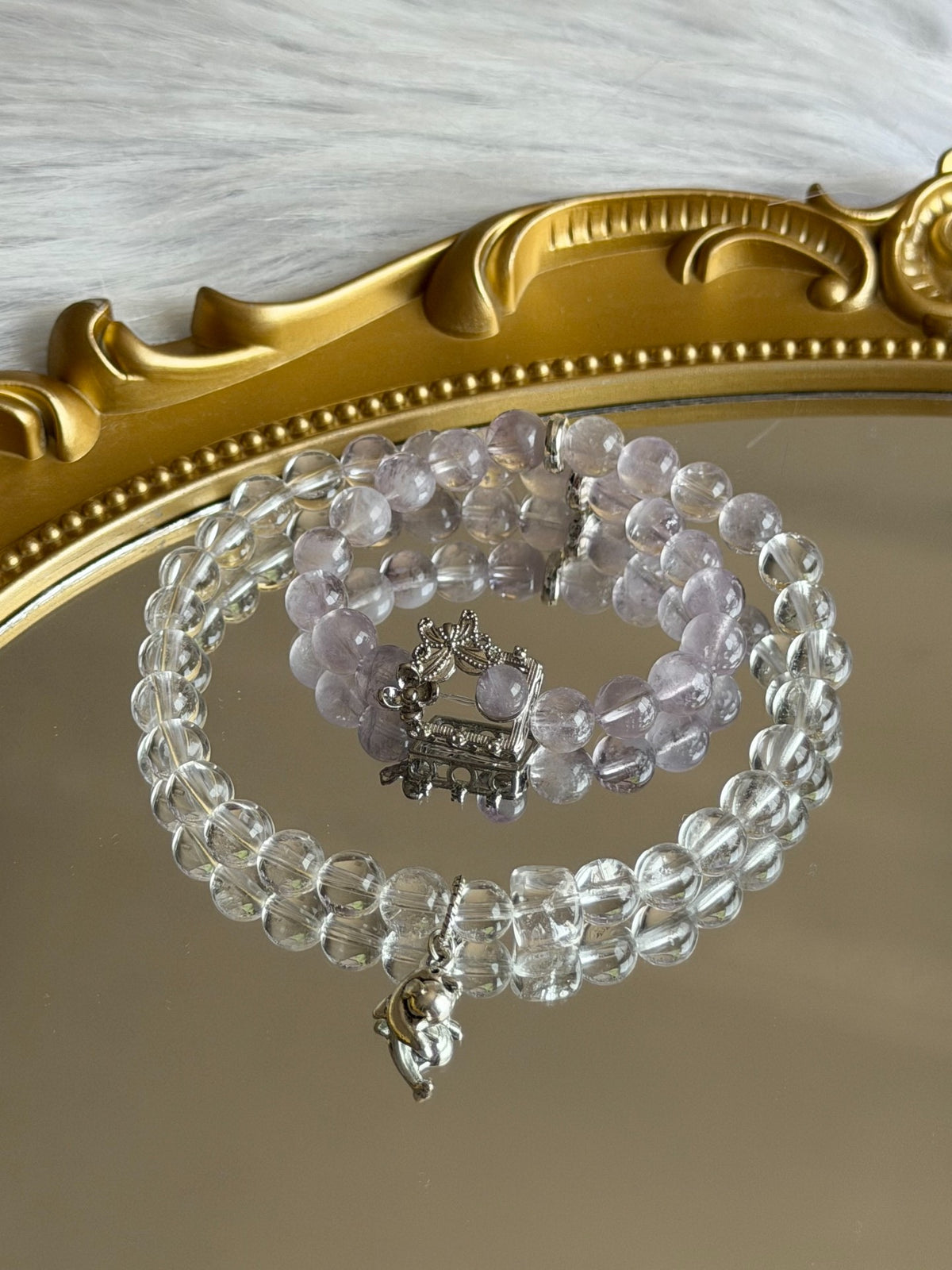 Amethyst Double Wrap Armband mit 7 mm Perlen