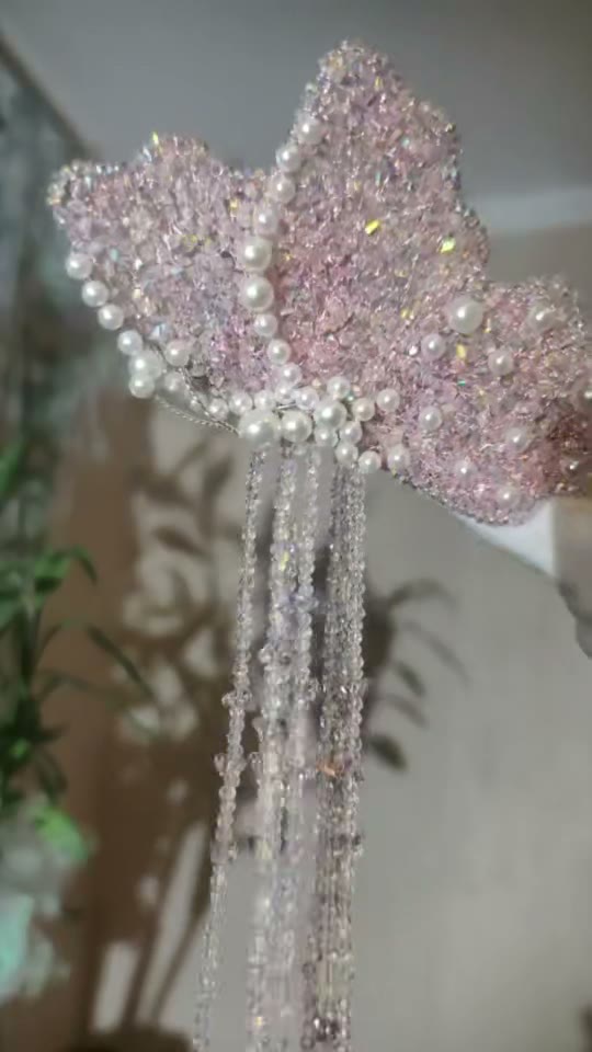 Crystal Butterfly Tassel Hair Clip