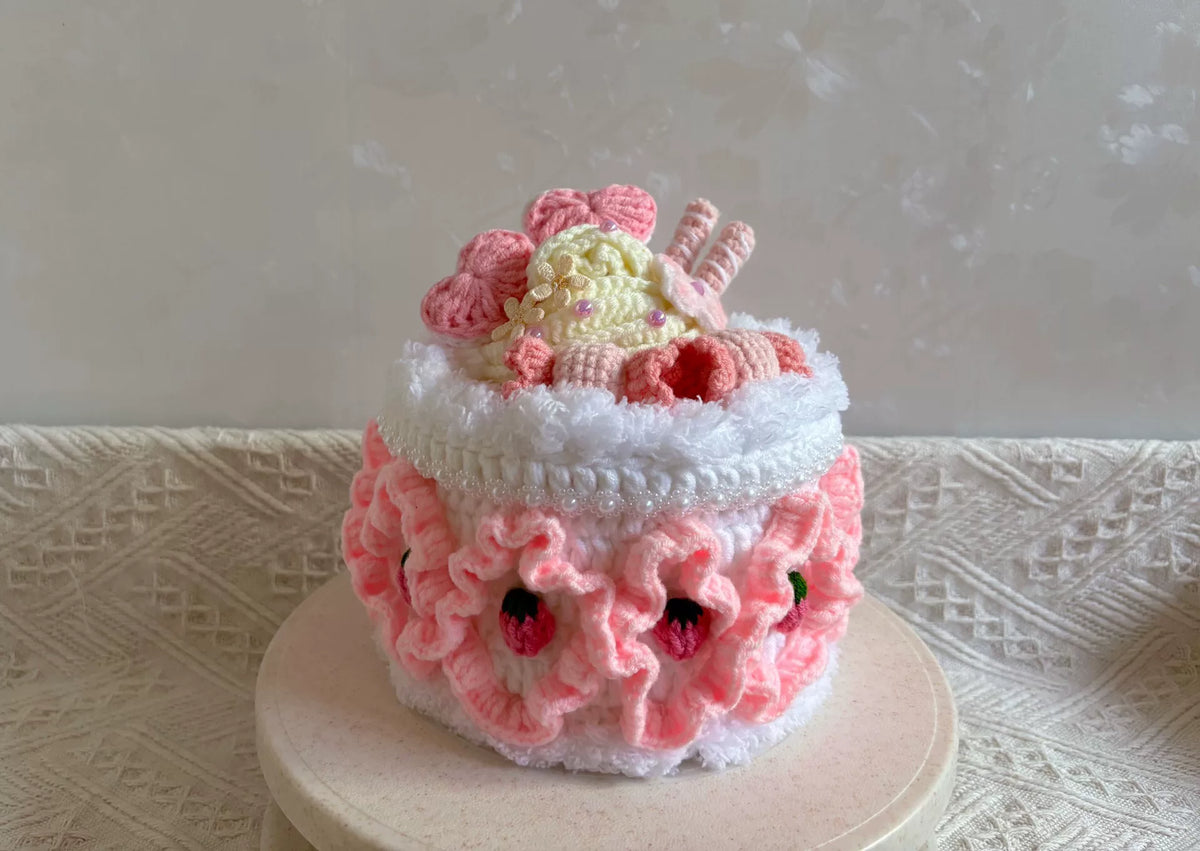 Gehäkelkelte Erdbeer-Torte Aufbewahrungsbox