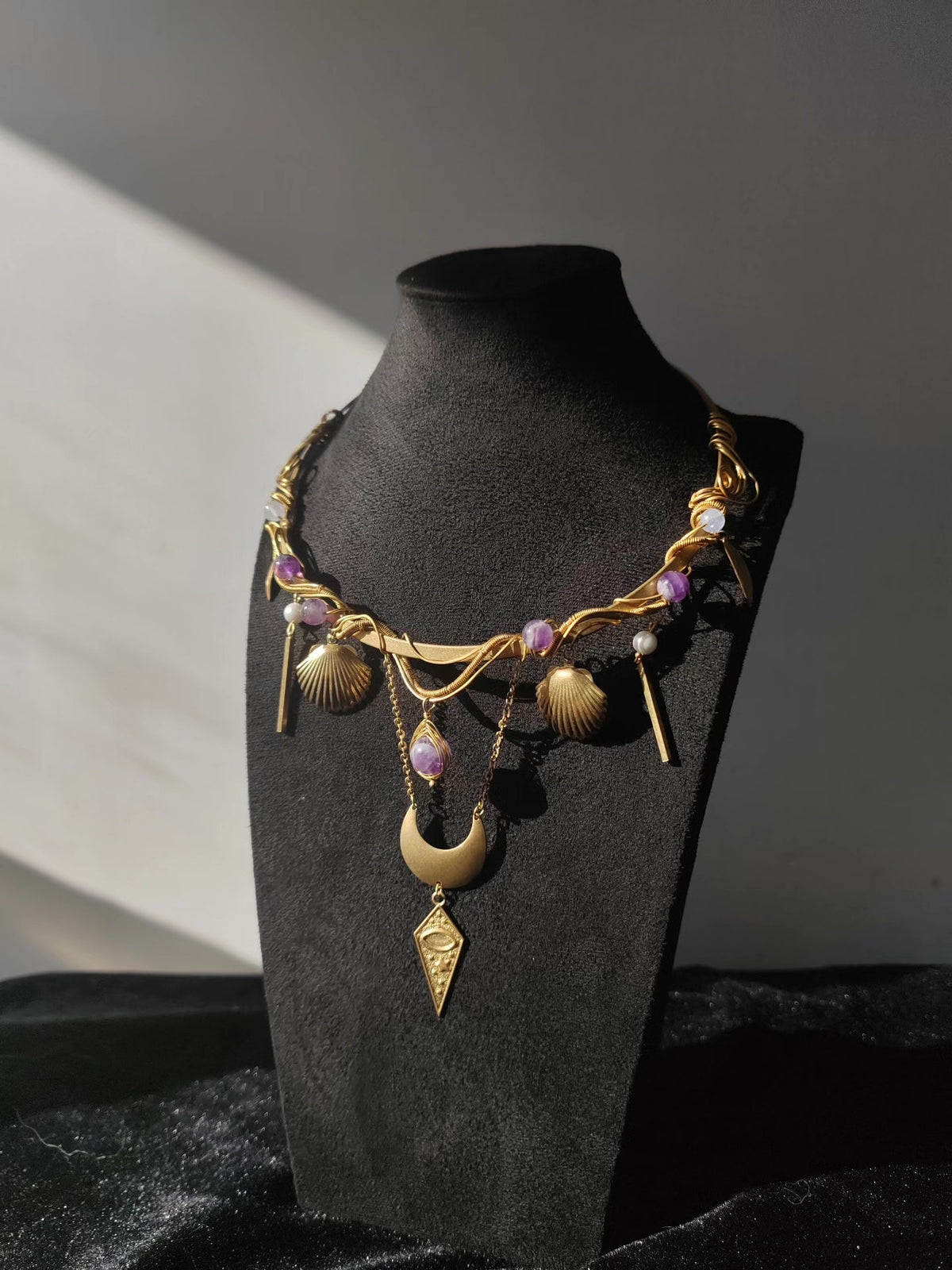 Amethyst Vine Wire Choker Necklace