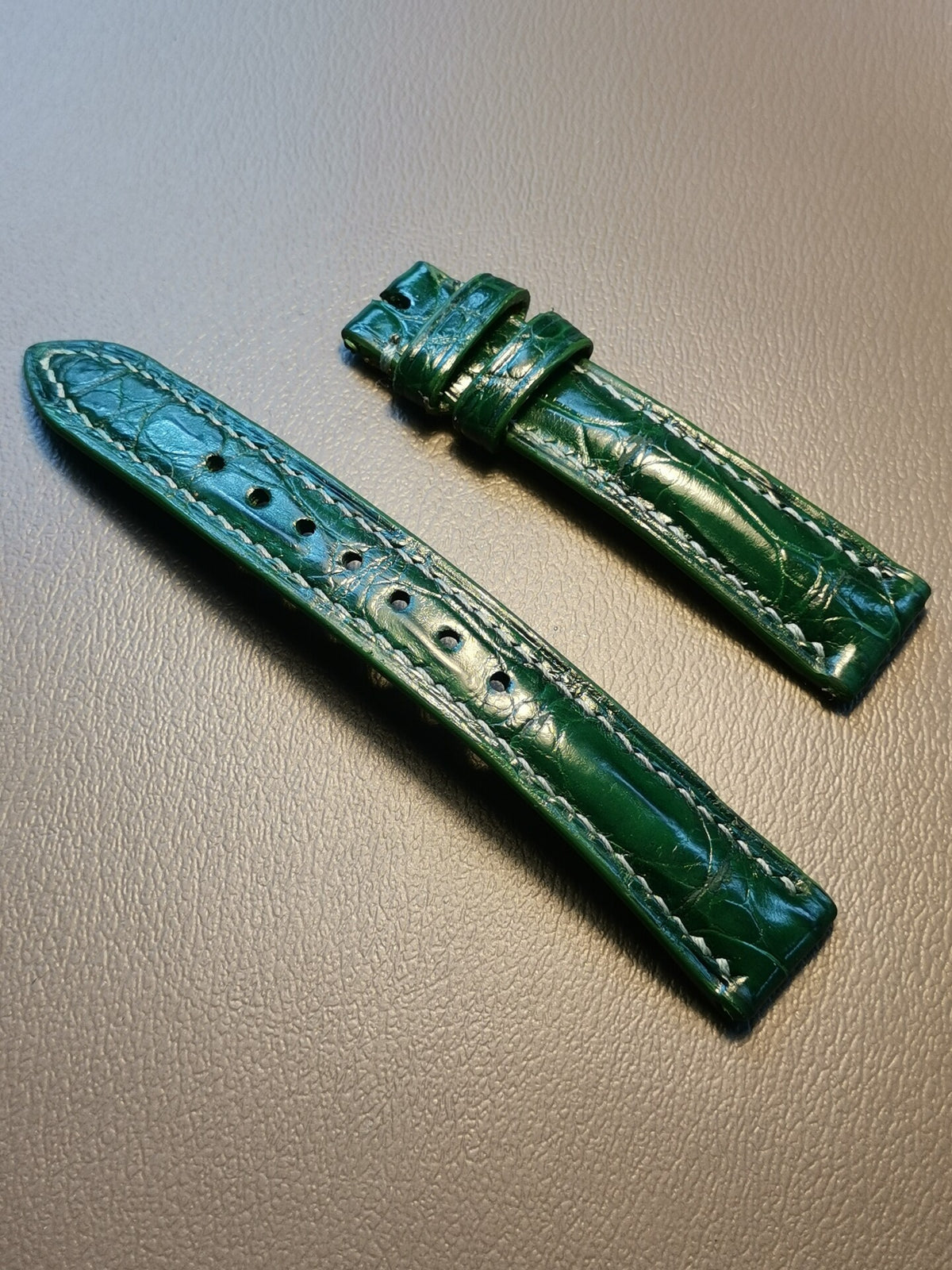 Handmade Crocodile Leather Watch Strap Green