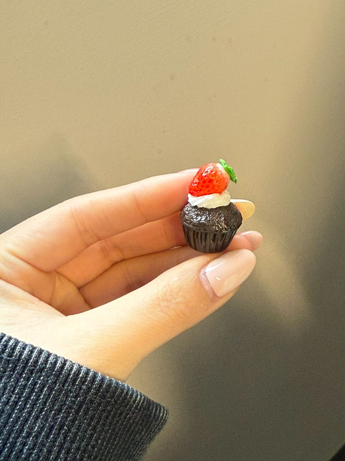 Miniature Clay Chocolate Strawberry Cupcake