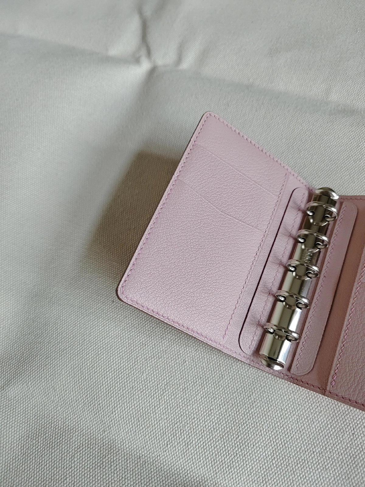 Pink Bridle Leather A8 Ring Binder Notebook