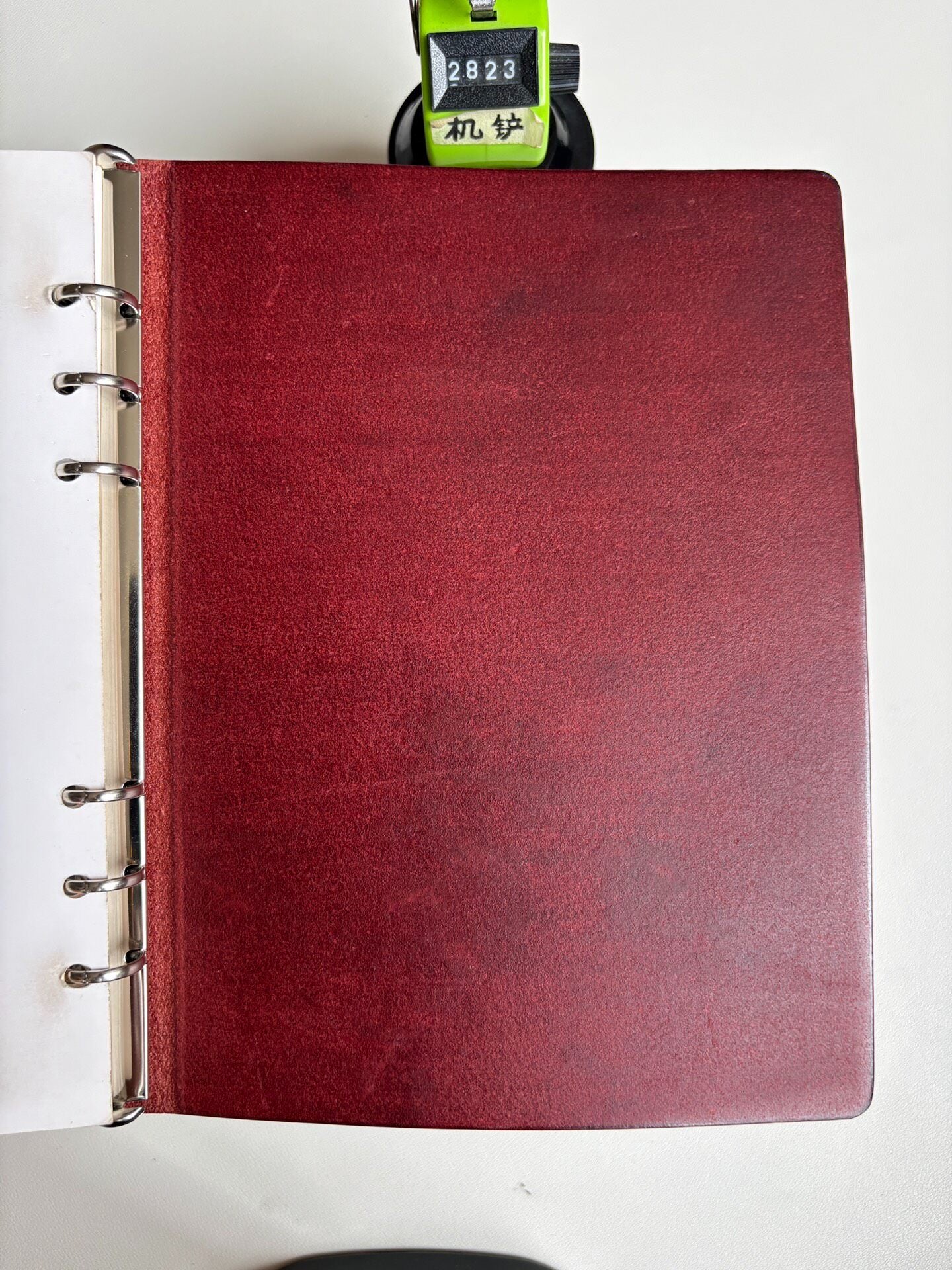 Handmade A5 Leather Binder, Wine-Red Pueblo, 15-Ring Mechanism