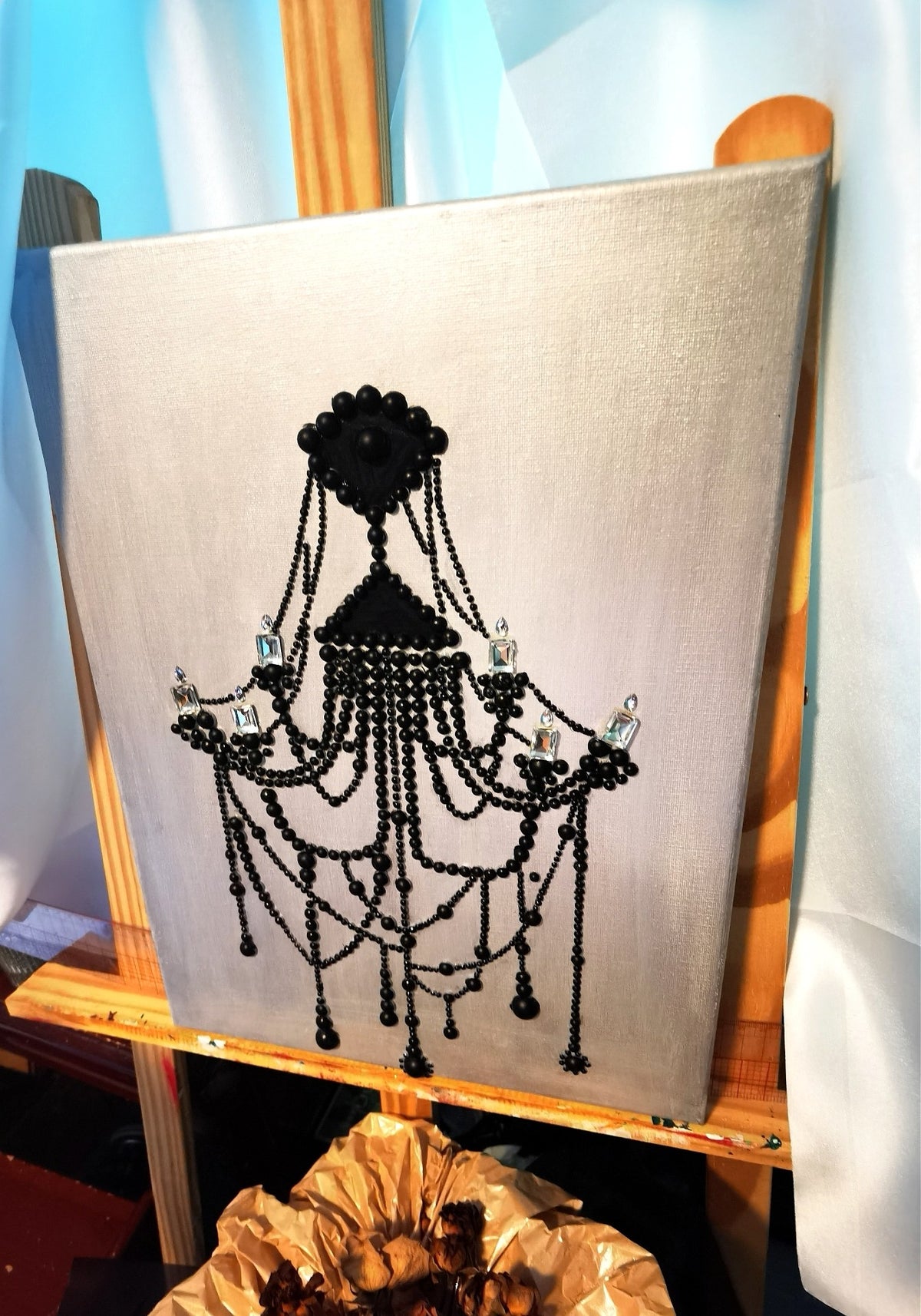 Black Pearl Chandelier Wall Art Canvas