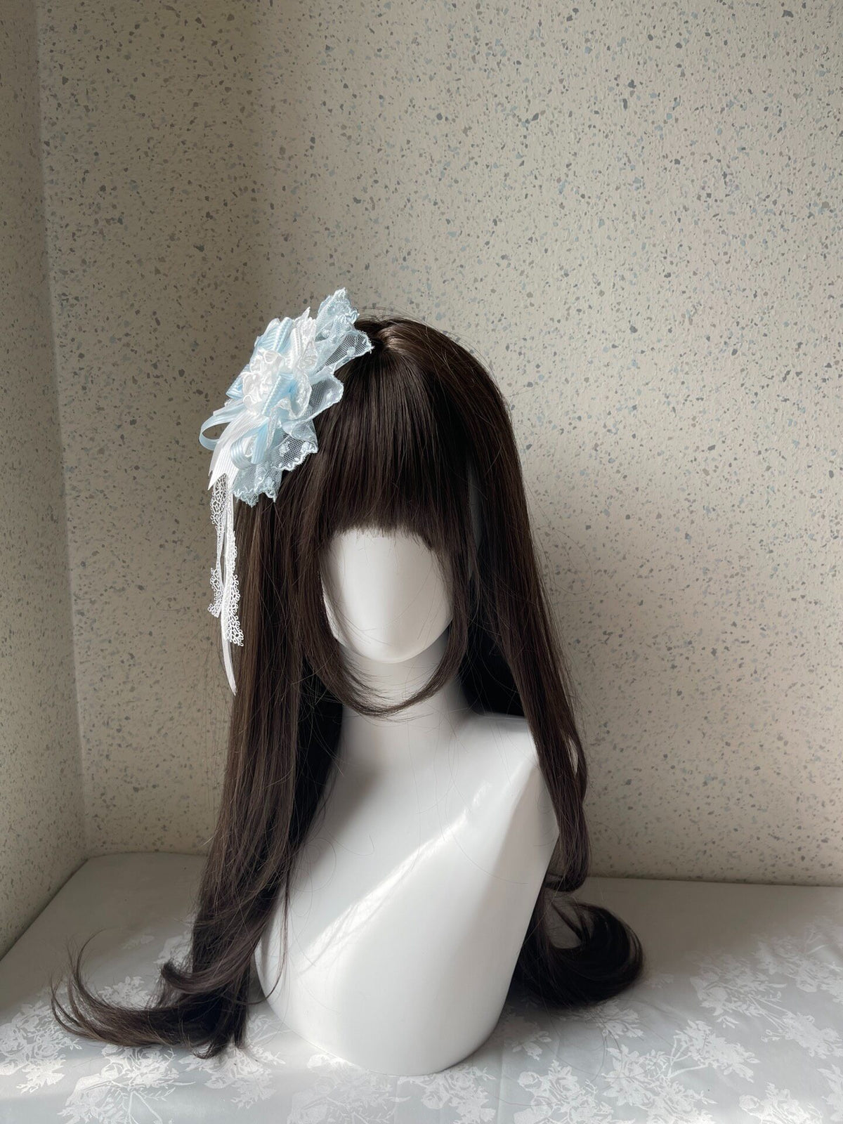 Lolita Blue White Flower Headpiece Handmade