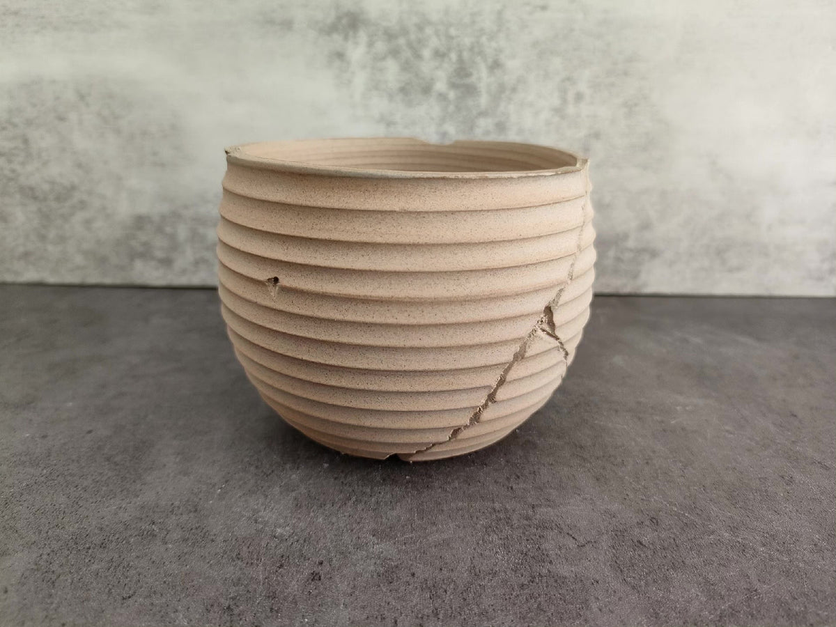 Handmade Ceramic Planter with Textured Ridges