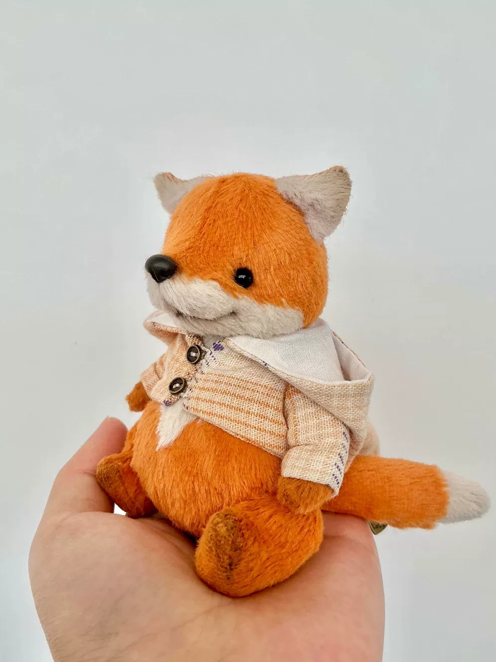 Handmade Viscose Plush Fox with Plaid Jacket