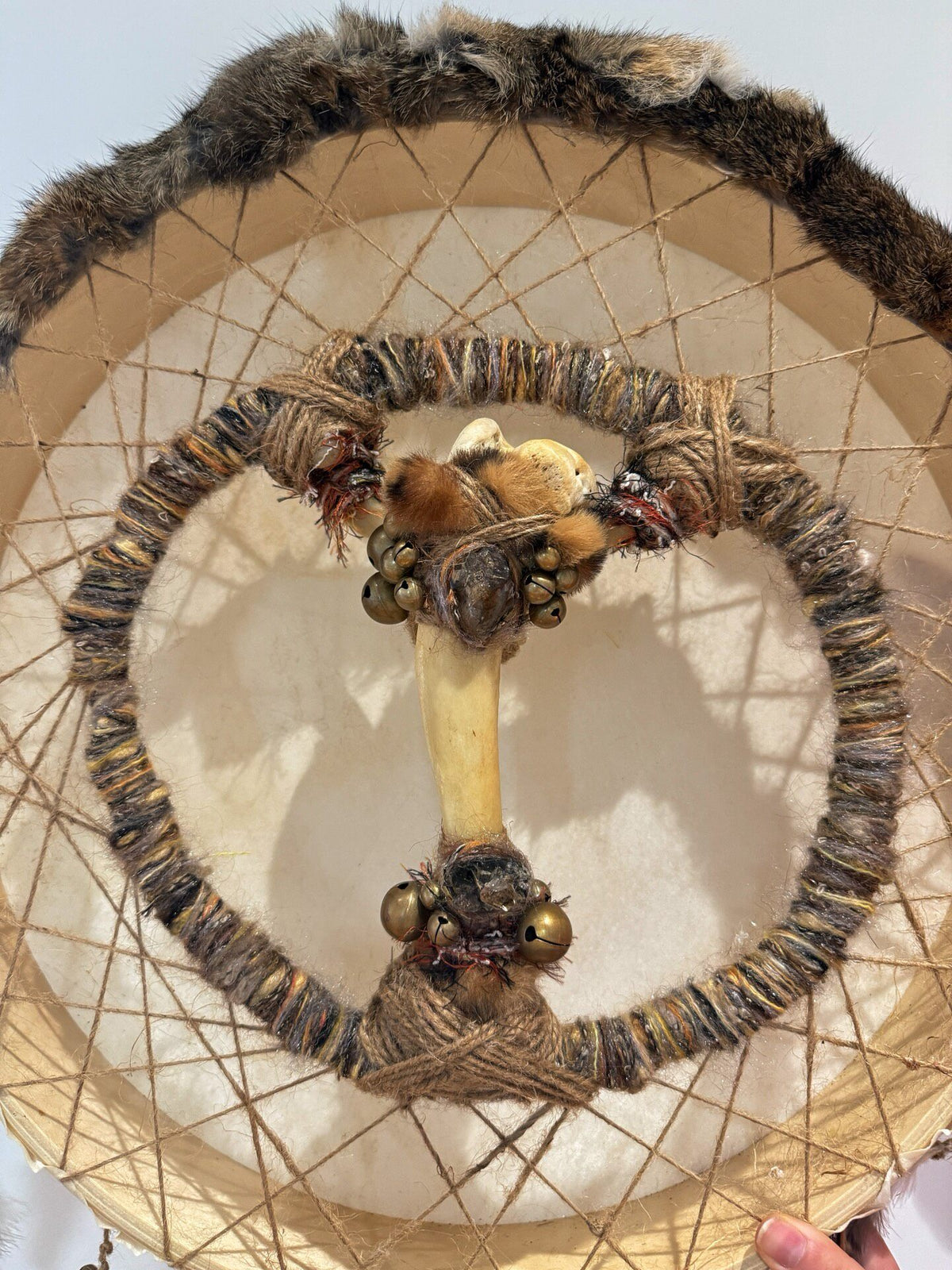 Shamanic Drum 45cm Goatskin Fur Trim