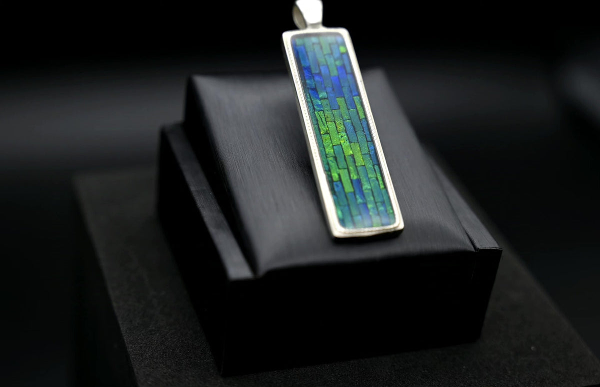 Pure Silver Beetle Wing Mosaic Pendant