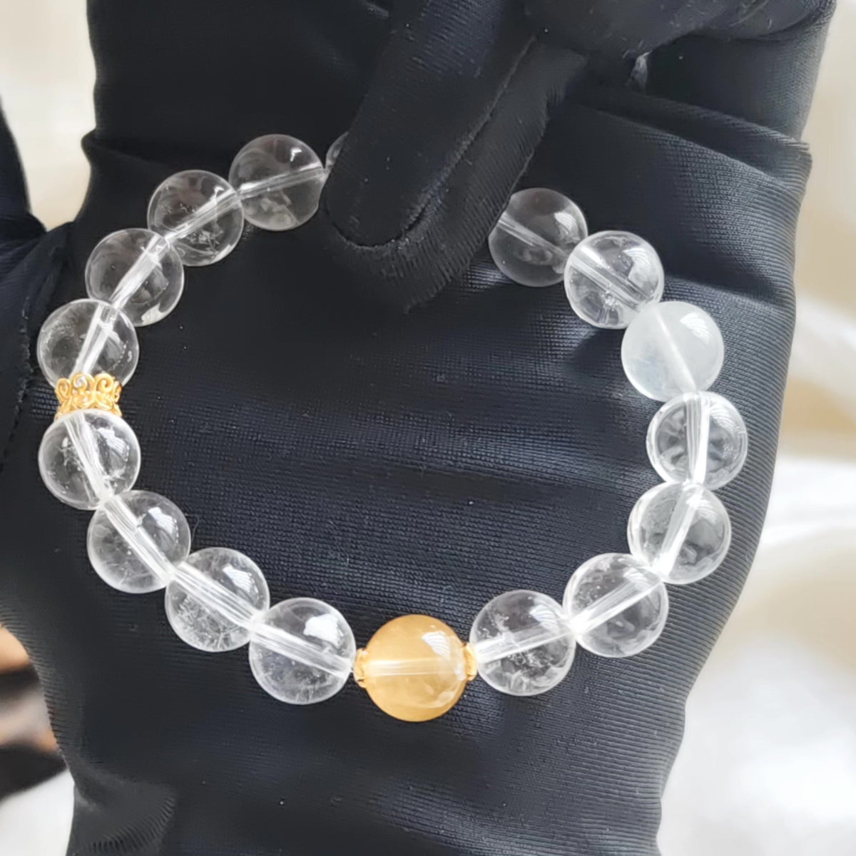 Helder Kwarts Konijnenhaart Zilveren Armband 10mm