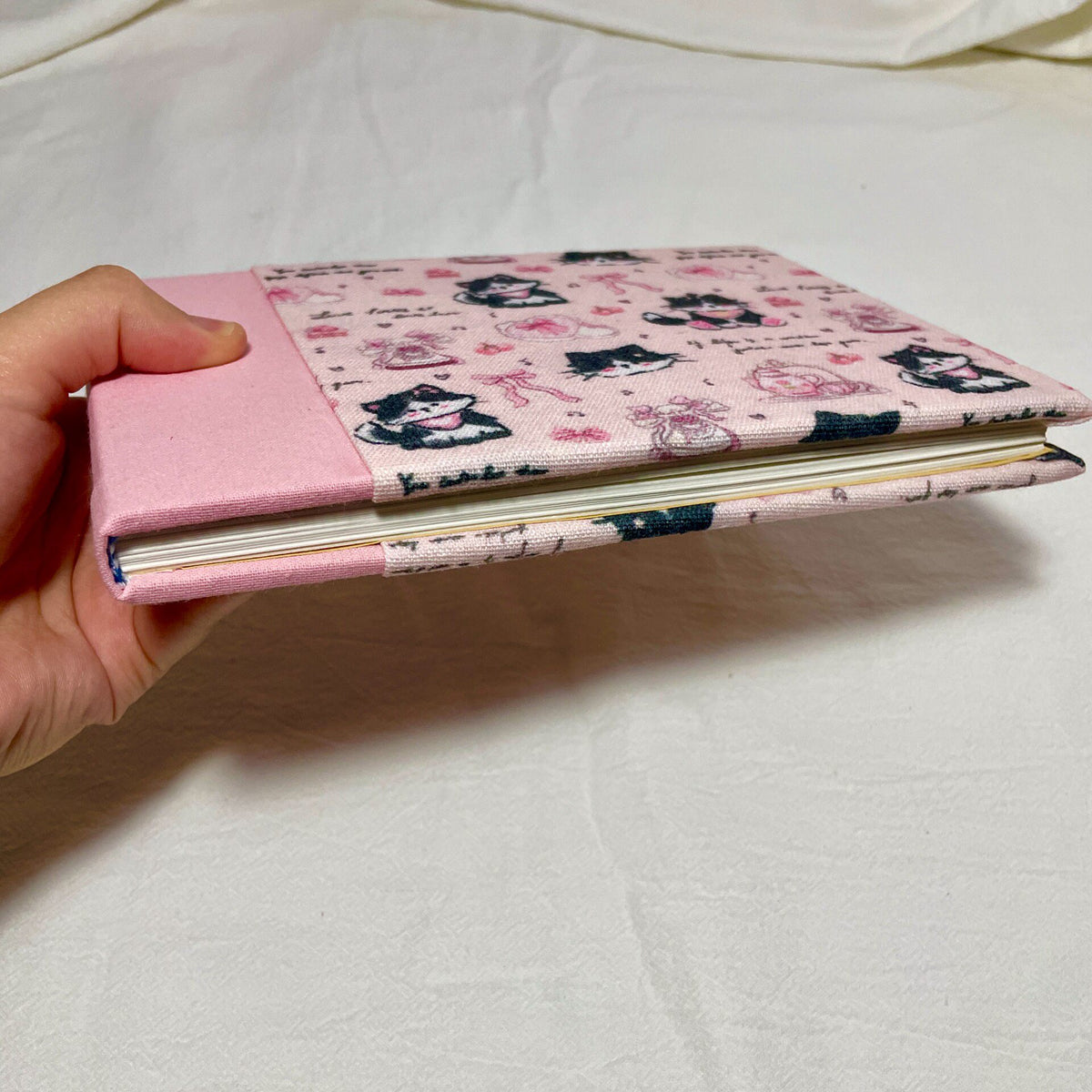Handmade Watercolor Sketchbook with Cat Fabric Cover