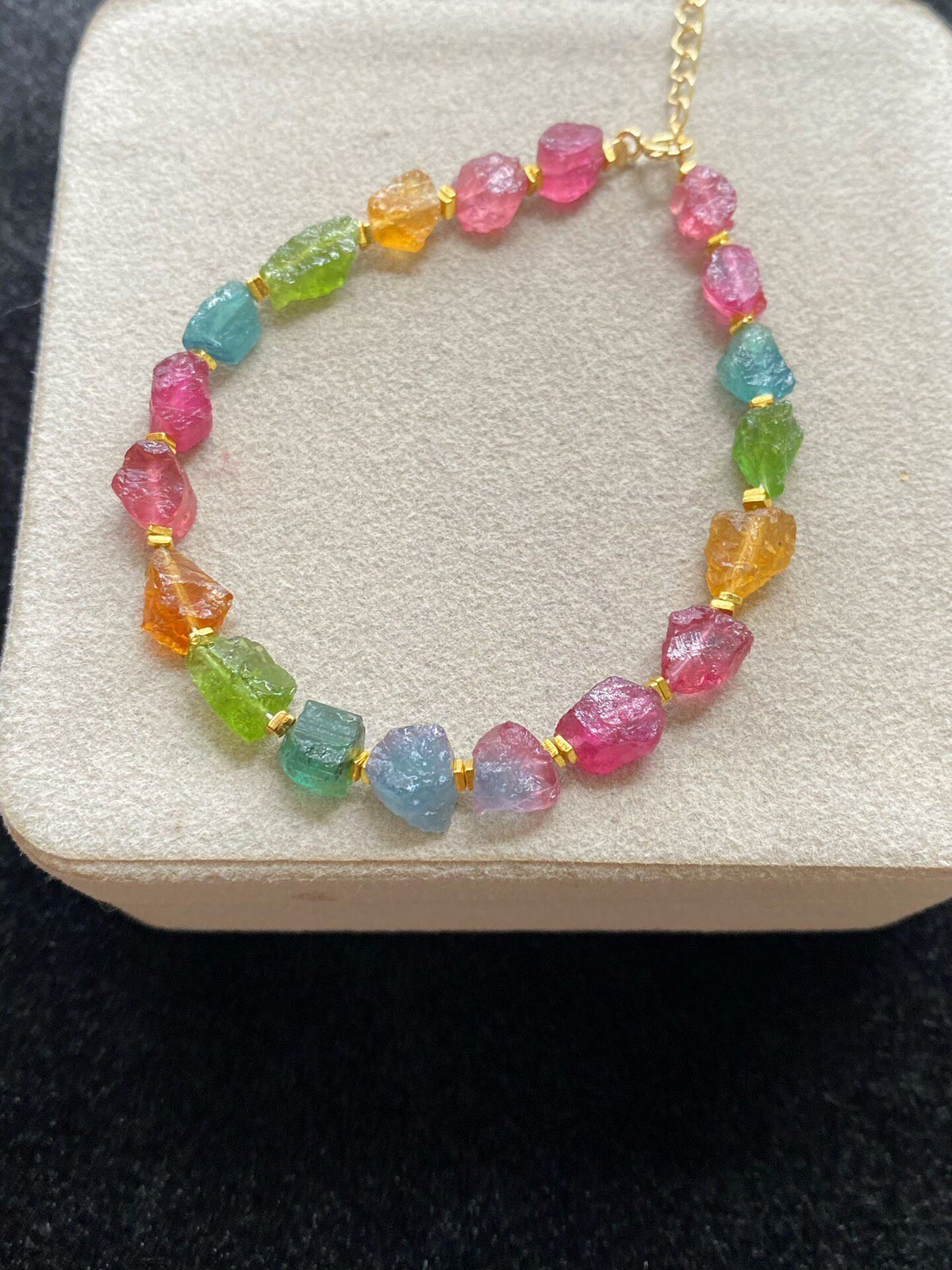 Pulsera arcoíris de turmalina en bruto