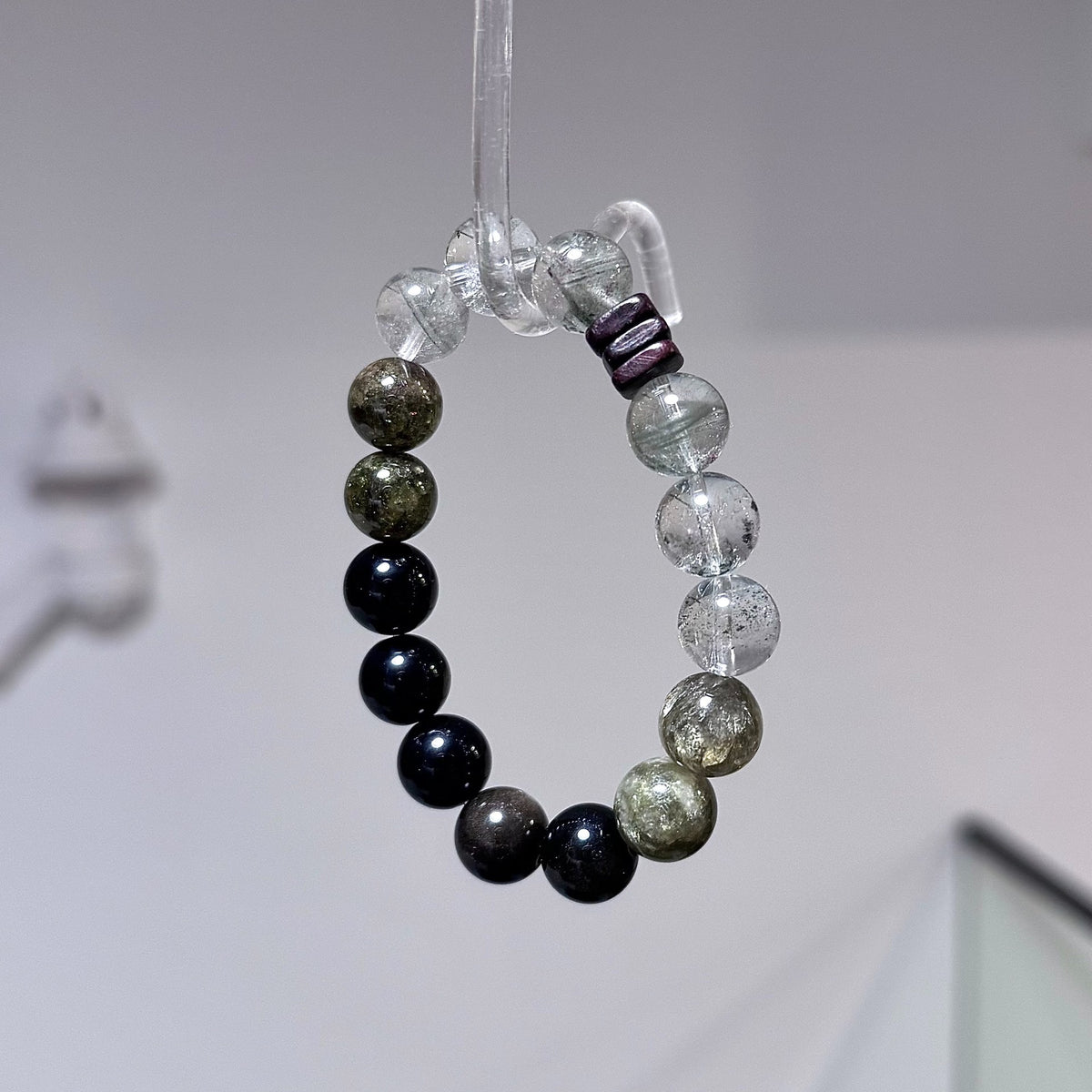 Green Phantom Obsidian Tsavorite Crystal Bracelet
